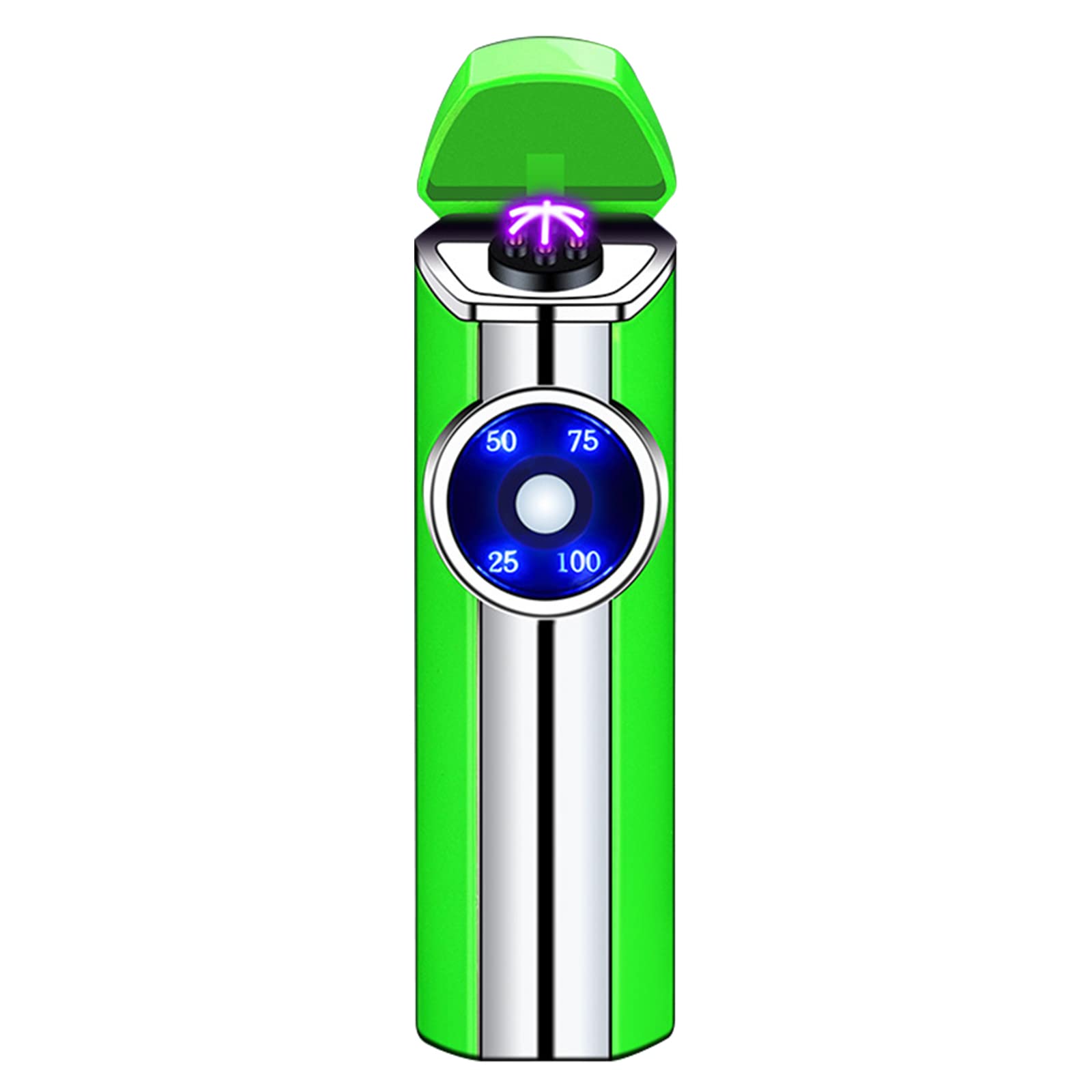 SKRFIRE Electric Triple Arc Plasma Lighter - USB Rechargeable, Windproof & Flameless, Portable Lighter with Digital Power Display for Candles, Fireworks, Camping, BBQ, Outdoor Adventures (Green)
