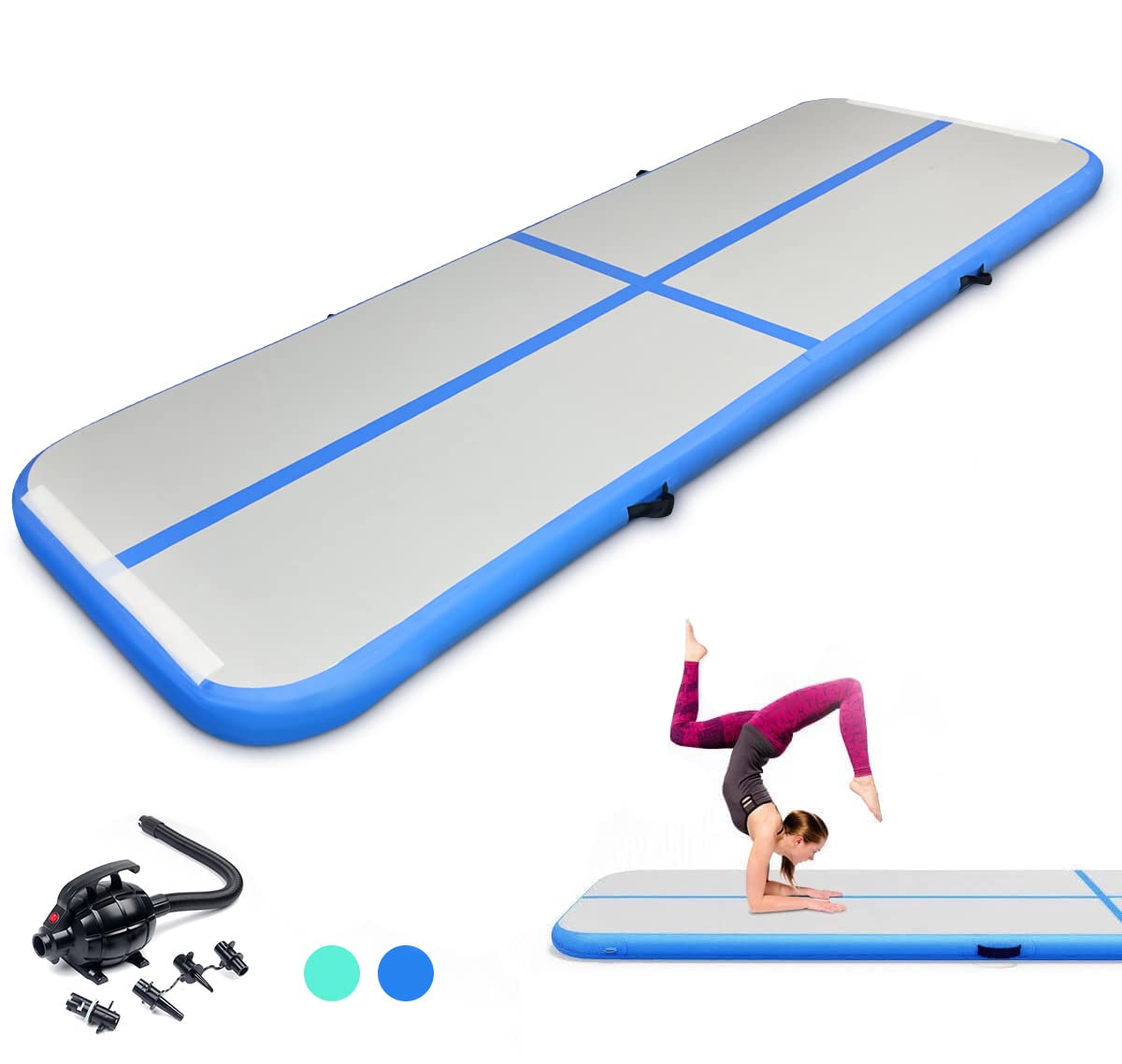 10ft Air Track Tumbling Mat for Gymnastics - Inflatable Home Training Exercise Mat for Kids & Adults - Perfect for Gymnastics, Cheerleading, Yoga and Backyard Workouts