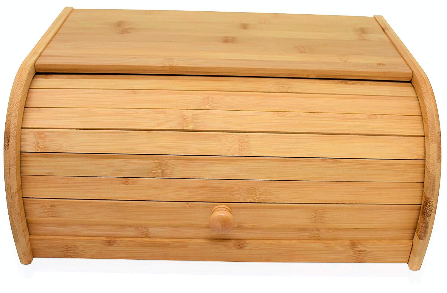 RoyalHouse Natural Bamboo Bread Box with Roll Top - Large Kitchen Countertop Food Storage Container for Bread, Pastries & Baked Goods | No Assembly Required | Perfect for Pantry Organization & Rustic Kitchen Decor