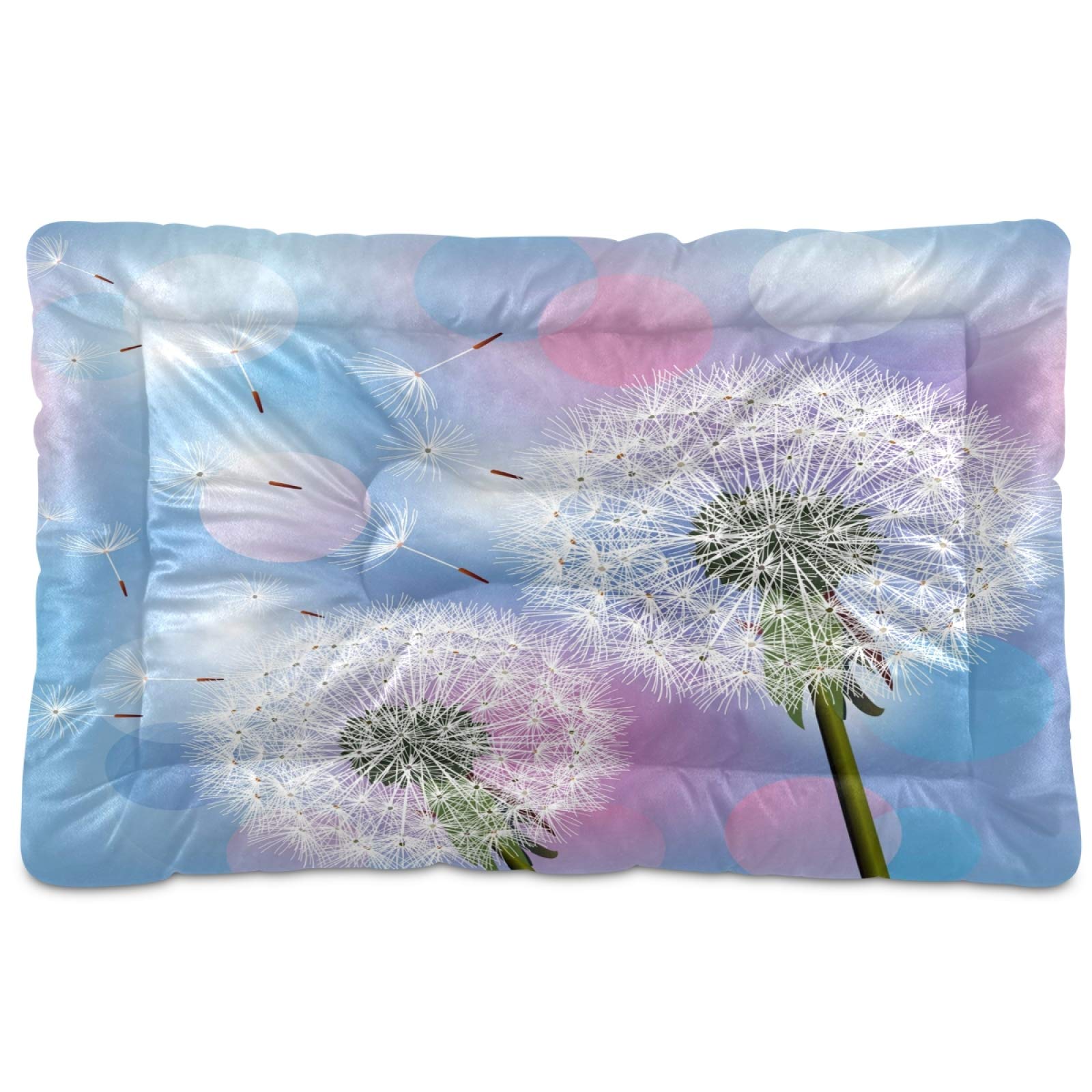 KEEPREAL Beauty Dandelion Pet Bed - Ultra Soft Rectangle Dog & Cat Bed for Small Medium Large Dogs (36x24in) - Comfortable Calming Bed for Puppies, Kittens | Perfect for Living Room, Bedroom & Pet Travel