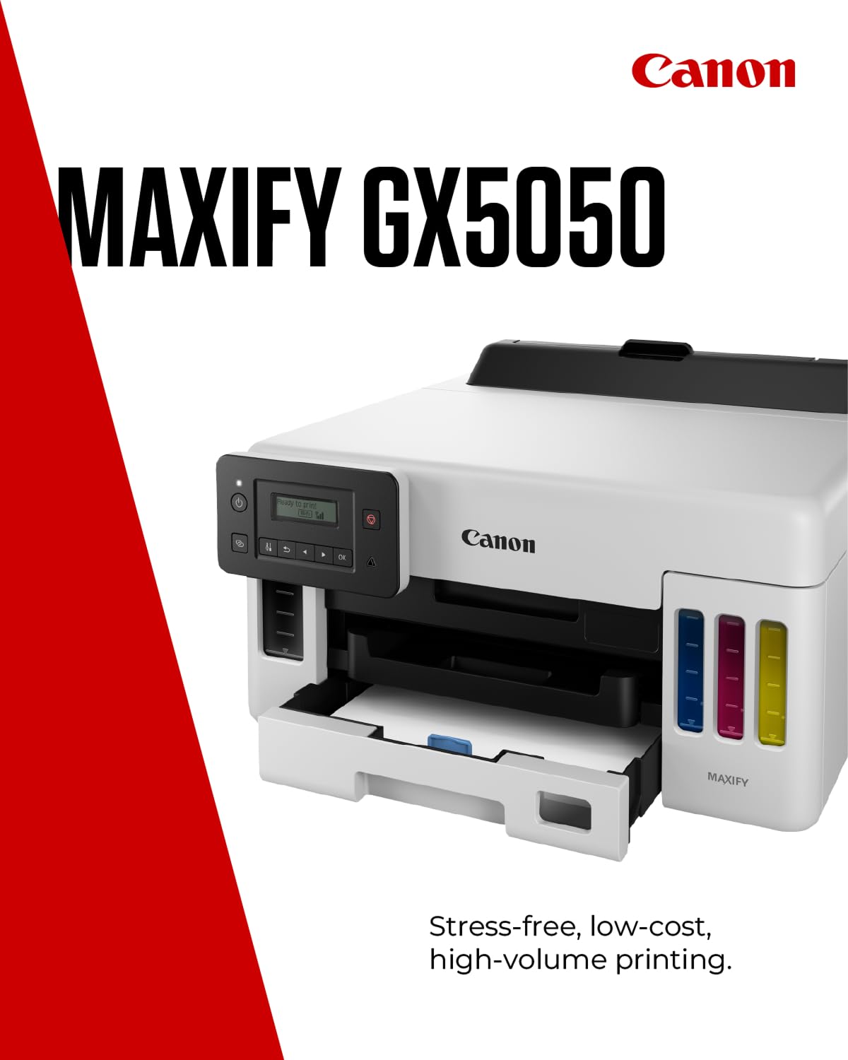 Canon MAXIFY GX5050 Wireless All-in-One Inkjet Printer with MegaTank - High-Yield Color Printer for Home & Office | WiFi, Ethernet, USB Connectivity | A4 Printing | Ideal for Documents, Photos & School Projects