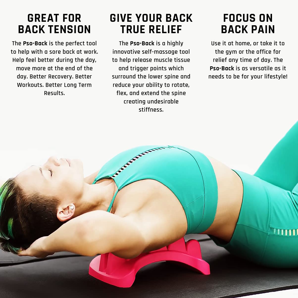PSO-Back Muscle Release Tool & Deep Tissue Massage for Back Pain Relief - Self Massager for Muscle Tension & Full Back Stretching - Perfect for Home, Office & Post-Workout Recovery (Pink)