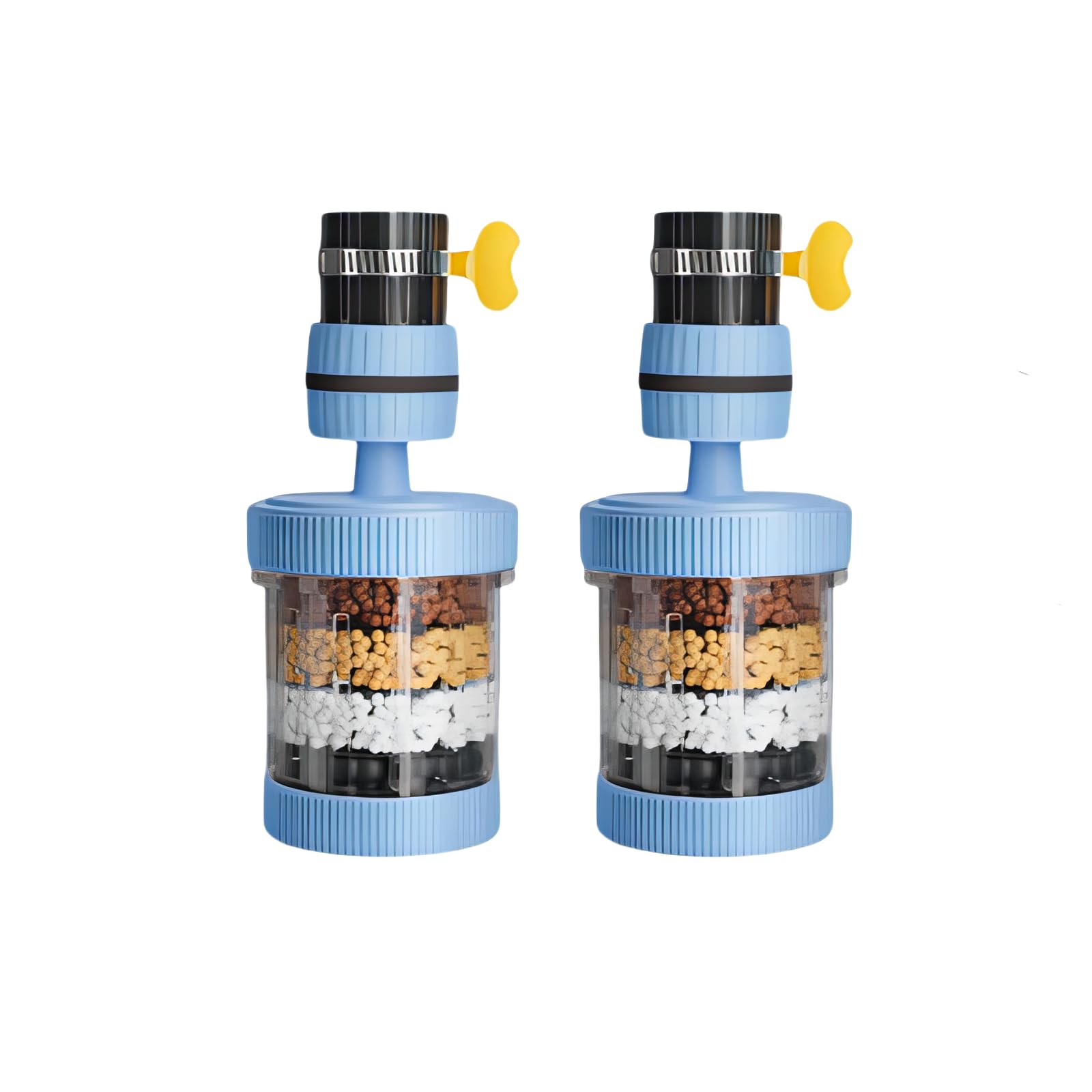 2-Piece Faucet Mount Water Filter System - Activated Carbon Kitchen Faucet Filter Purifier Removes Chlorine, Heavy Metals & Hard Water (Blue) | Perfect for Clean Drinking Water, Cooking & Washing Fruits/Veggies