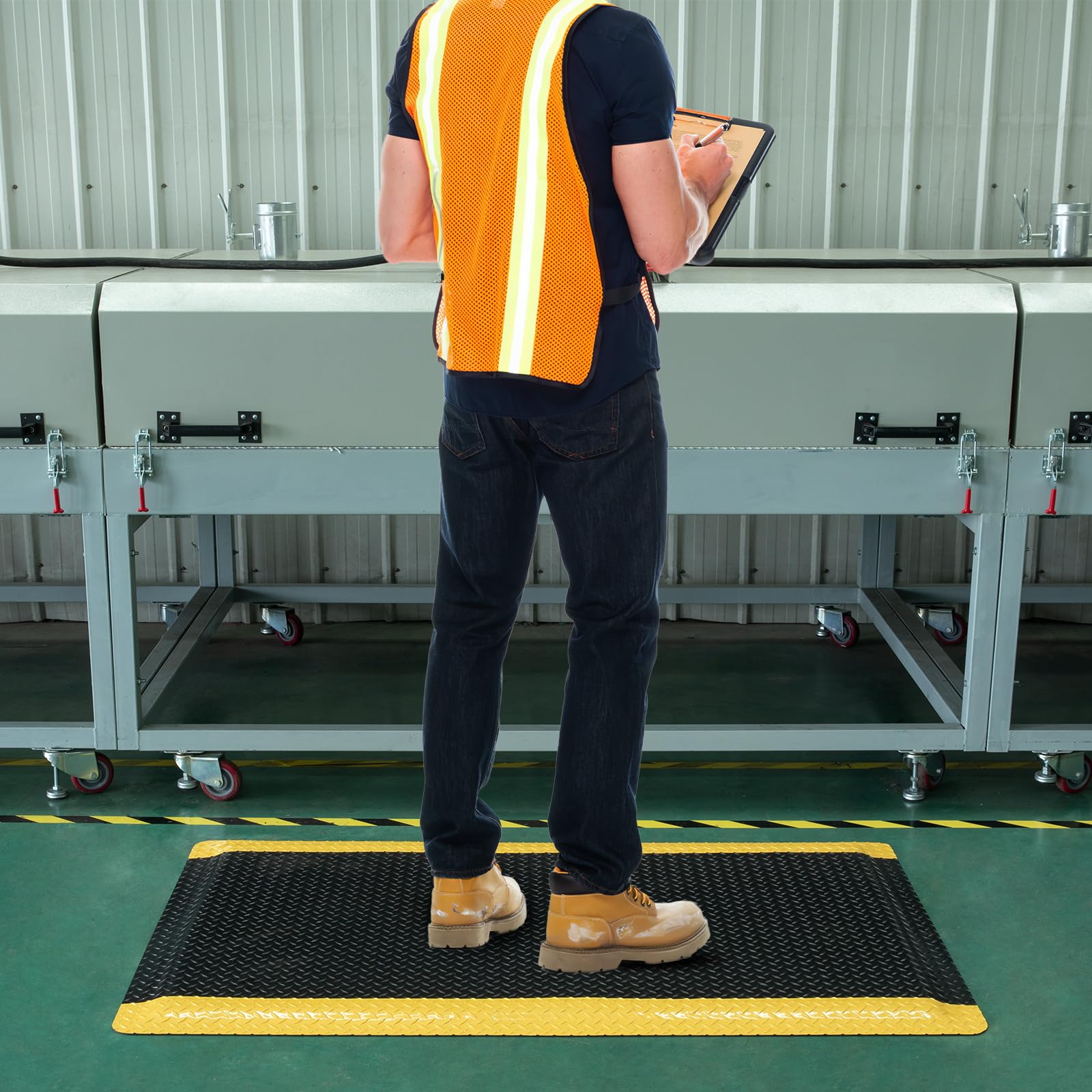 3' x 5' ESD Anti-Fatigue Conductive Mat - Heavy Duty Diamond Plate Floor Mat with Soft Sponge & Non-Slip Surface, 3/4