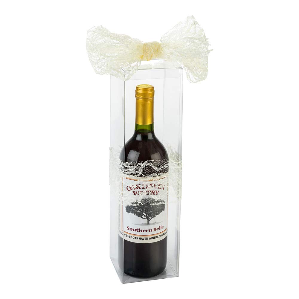 Restaurantware Vino Vision 3.4 x 12.6 Inch Clear Plastic Wine Gift Boxes - 100 Disposable Pop & Lock Bottom Bottle Boxes for Birthday Parties, Weddings, Anniversaries | Perfect for Wine Gifting, Event Favors & Hospitality Use