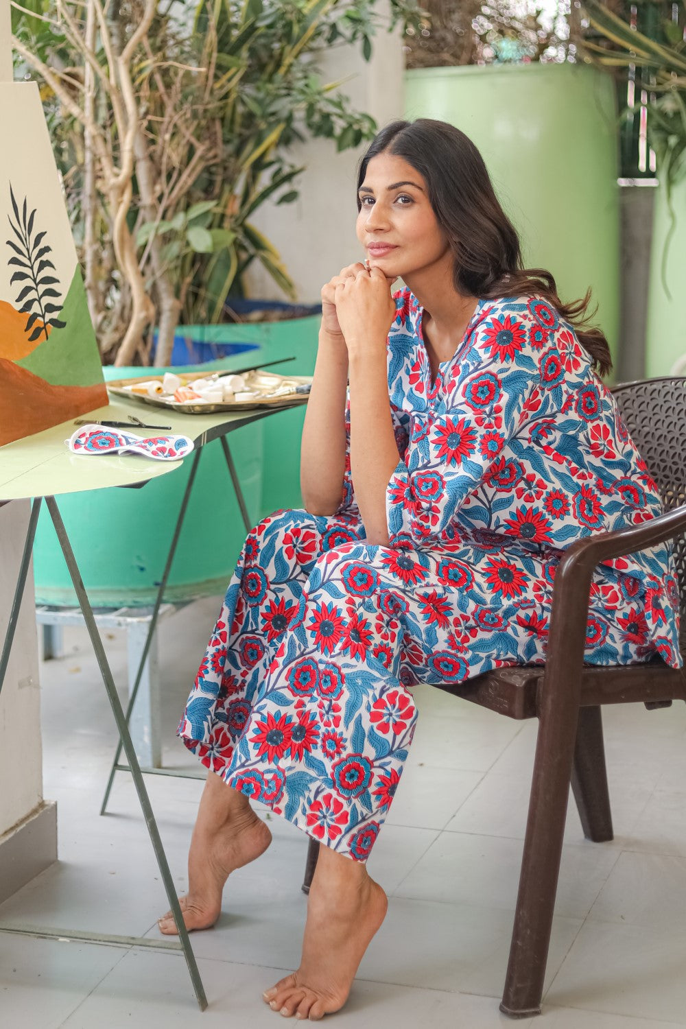Floral Blooms Handblock Printed Pure Cotton Night Suit for Women | Soft & Comfortable Sleepwear Set | Perfect for Lounging, Relaxing & Bedtime