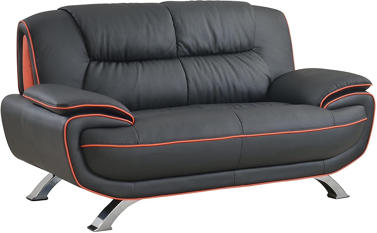 Newsome Leather Match Upholstered Loveseat - Blackjack Furniture Black Leather Sofa for Living Room & Den | Perfect for Small Spaces, Couples & Cozy Home Decor