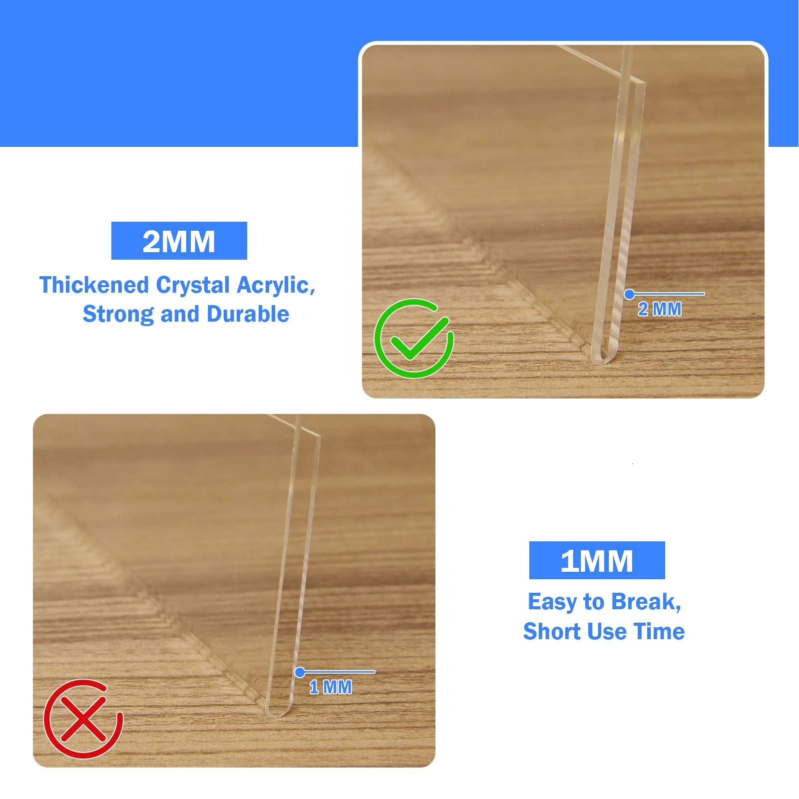 8.5 x 11 Horizontal Acrylic Sign Holders - 6 Pack Clear Plexiglass Display Stands for Photos, Menus, Advertisements | Perfect for Restaurants, Offices, Retail Stores & Promotional Events