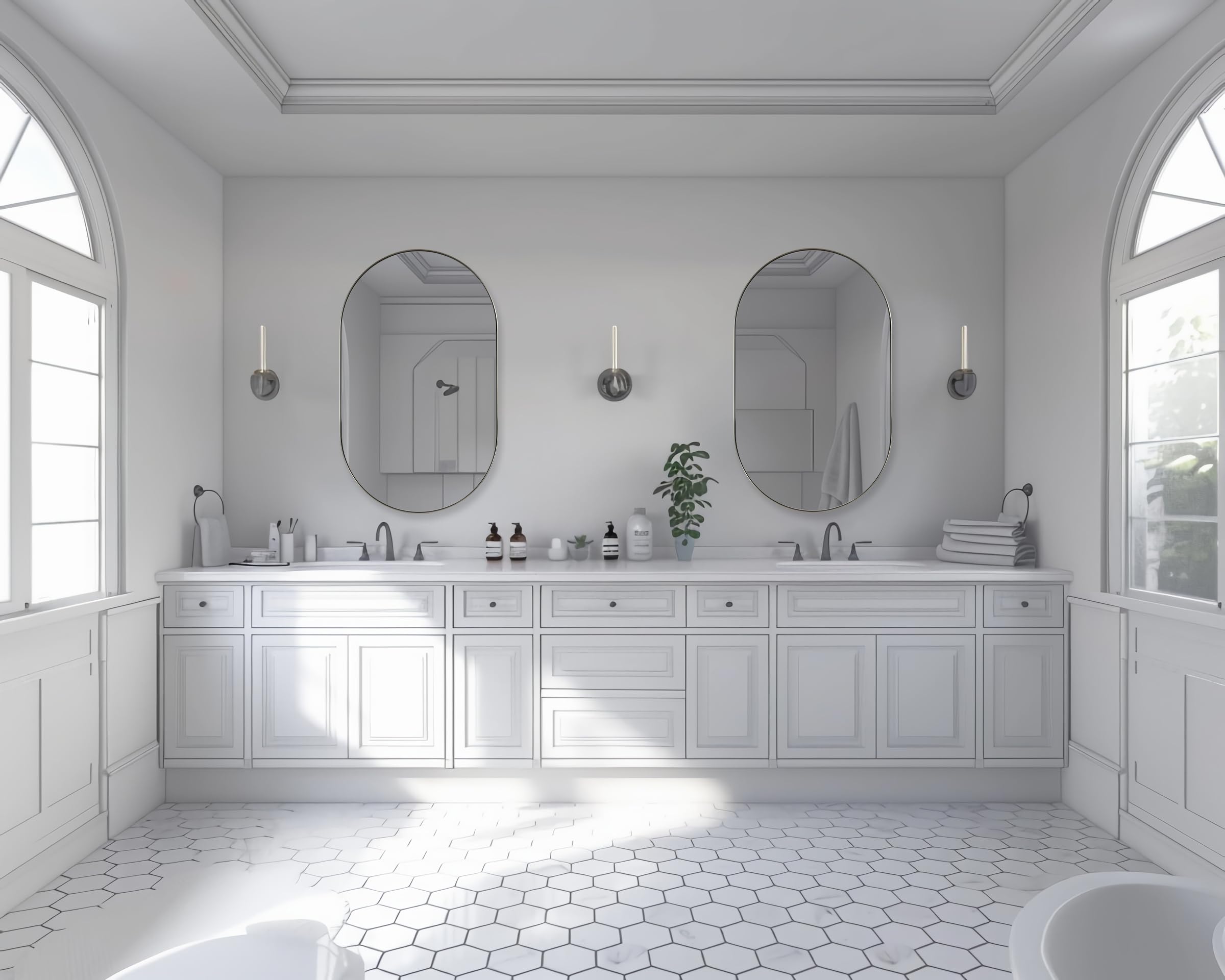 ANDY STAR 24x40 Inch Oval Bathroom Mirror with Polished Nickel SUS304 Metal Frame - Wall Mounted Vertical/Horizontal Rustproof Vanity Mirror for Bathroom Decor, Makeup, Shaving & Home Improvement