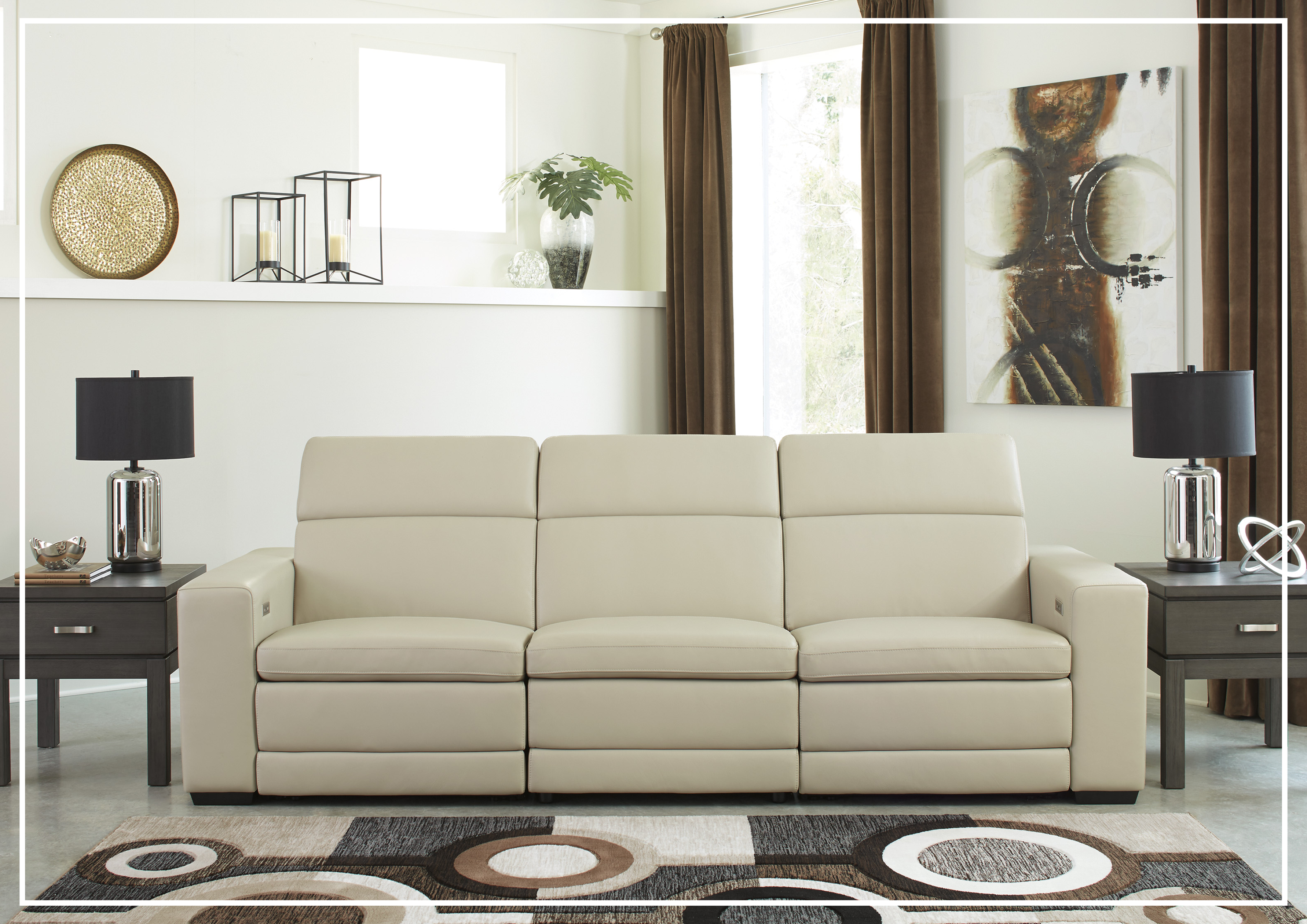 Gio Italia Titan 3-Seater Dual Power Reclining Leather Sofa - Modern Living Room Furniture for Home Theater & Relaxation