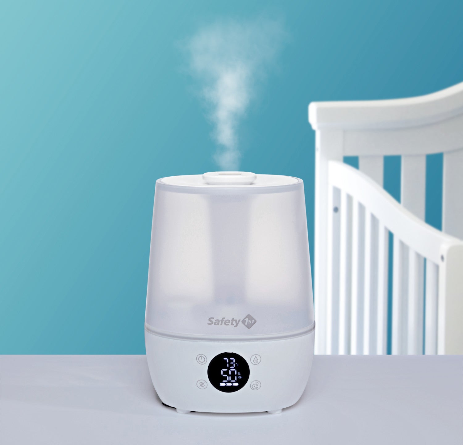 Safety 1st Humid Control Filter-Free Cool Mist Humidifier for Baby Nursery & Bedroom - Quiet Ultrasonic Air Moisturizer for Dry Air Relief