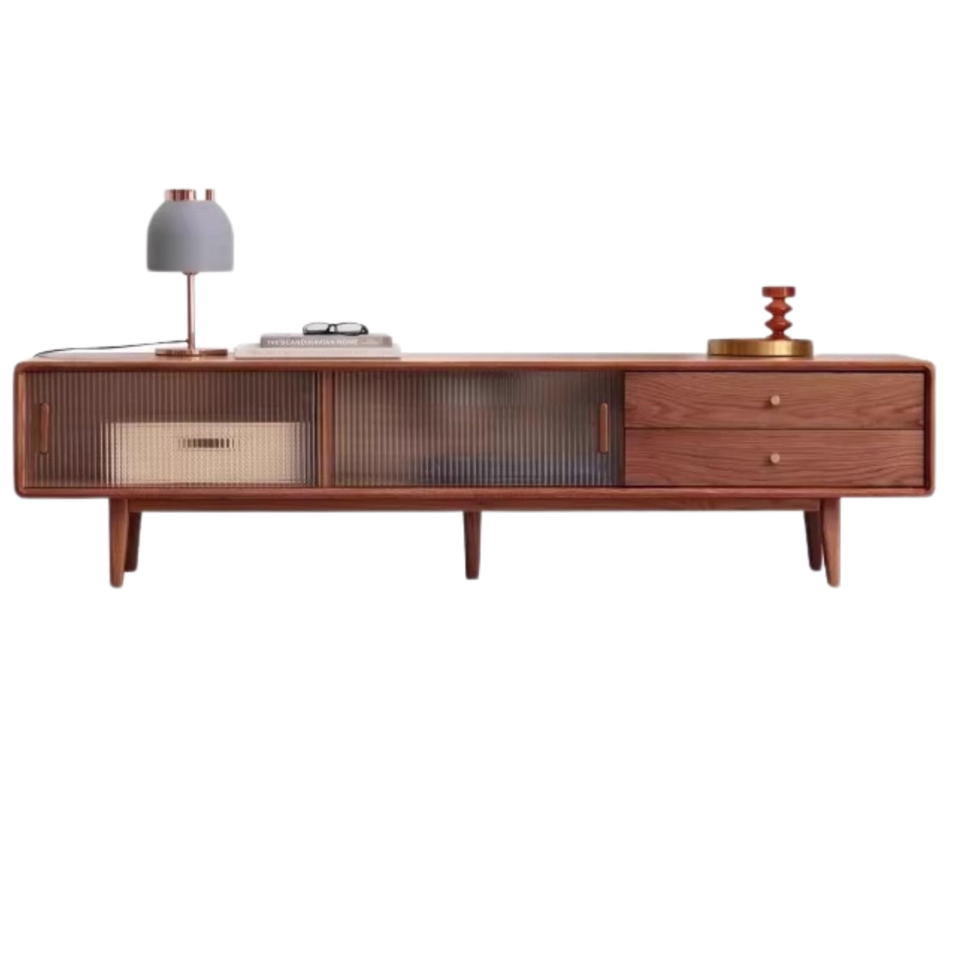 59.1x13.8x17.7 inch / 150x35x45сm / Walnut Color/Oak sliding door double drawer without light WORLDWIDE SHIPPING 5-6 WEEKS