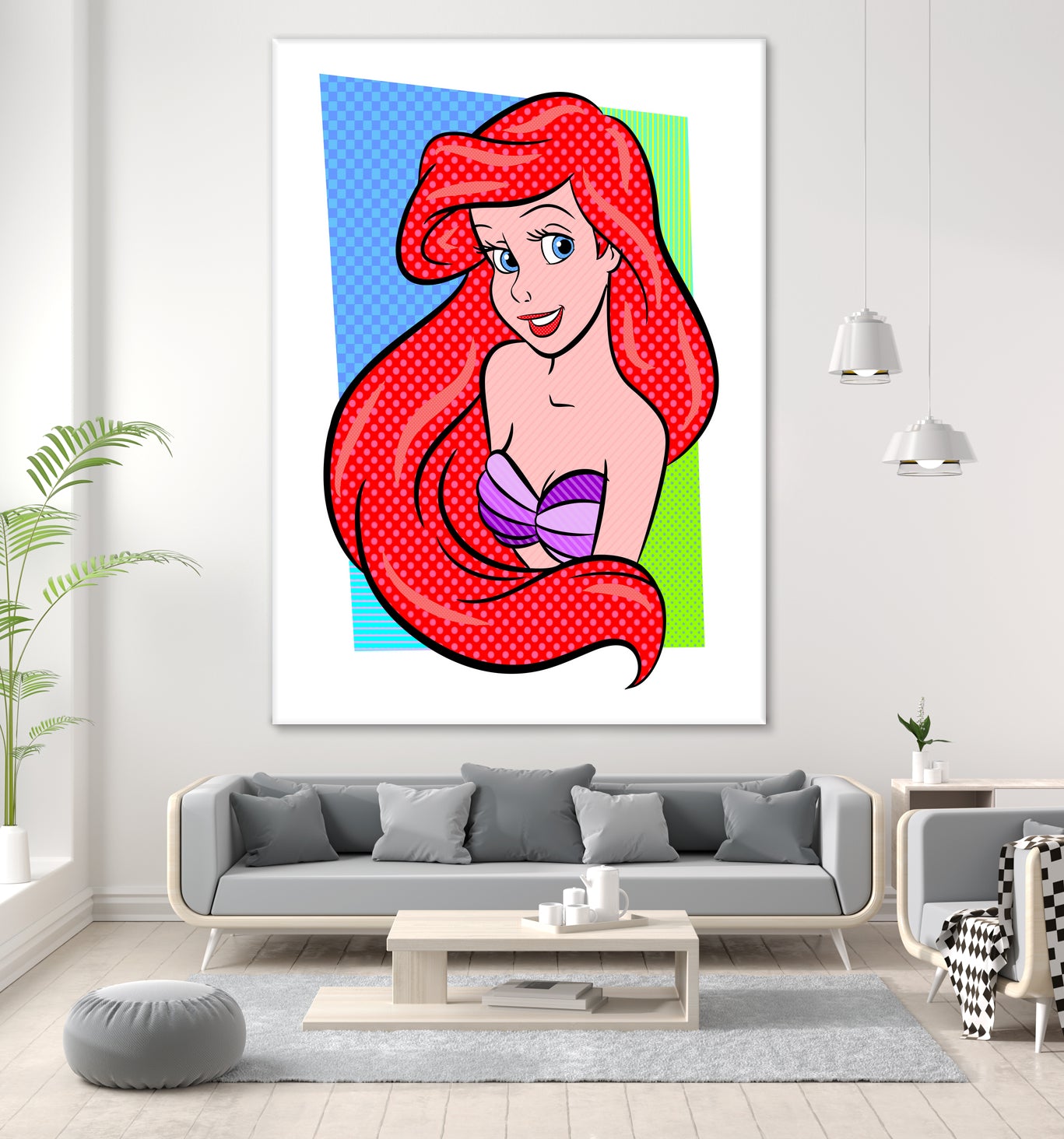 Ariel The Little Mermaid Pop Art Canvas Print - Disney Princess Wall Decor for Kids Room, Nursery, Bedroom & Living Room - Perfect Gift for Little Mermaid Fans