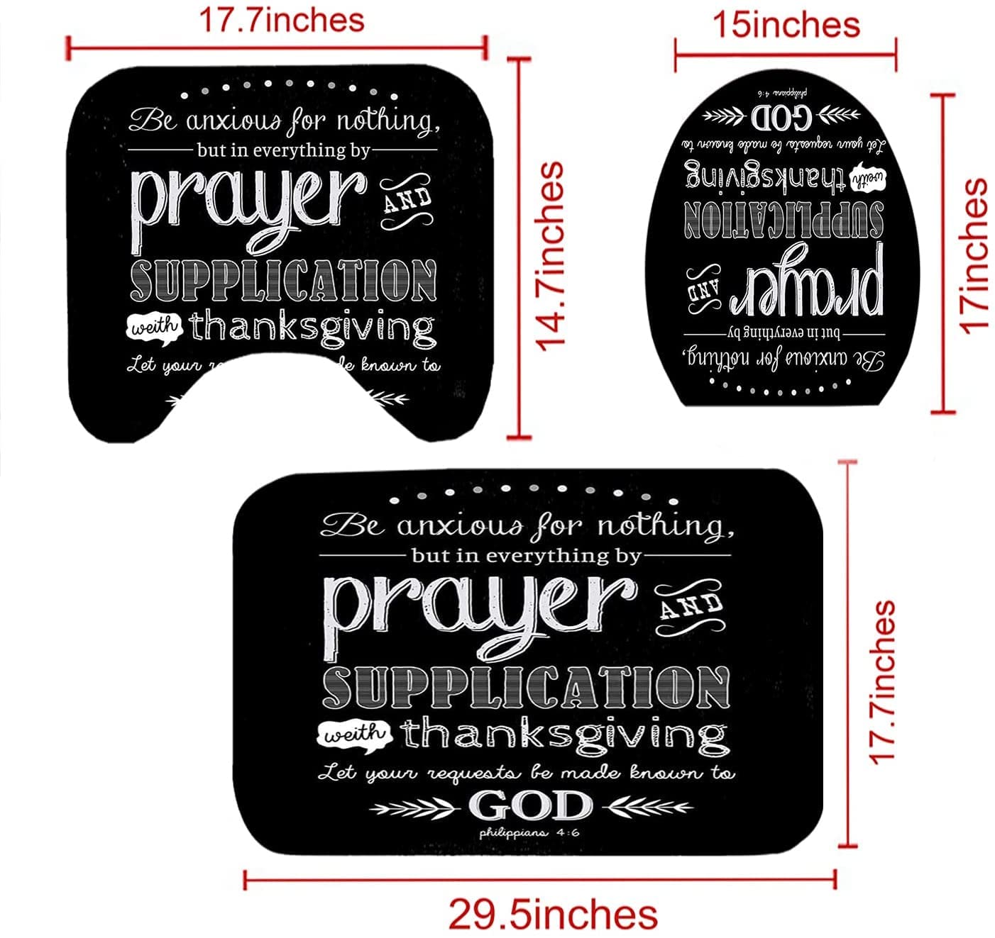 Bullpiano 4-Piece Motivational Quote Shower Curtain Set with Bath Rug - Waterproof Fabric with Hooks, Bible Verse & Scripture Decor for Bathroom, Home, Valentine's Gift (Perfect for Spa-Like Retreats & Inspirational Home Decor)