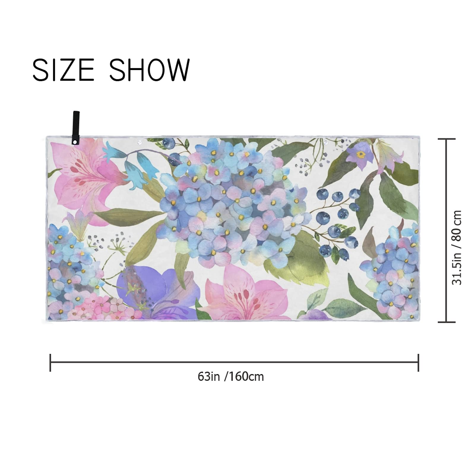 **Tarity Pink and Blue Hydrangea Beach Towel - 63