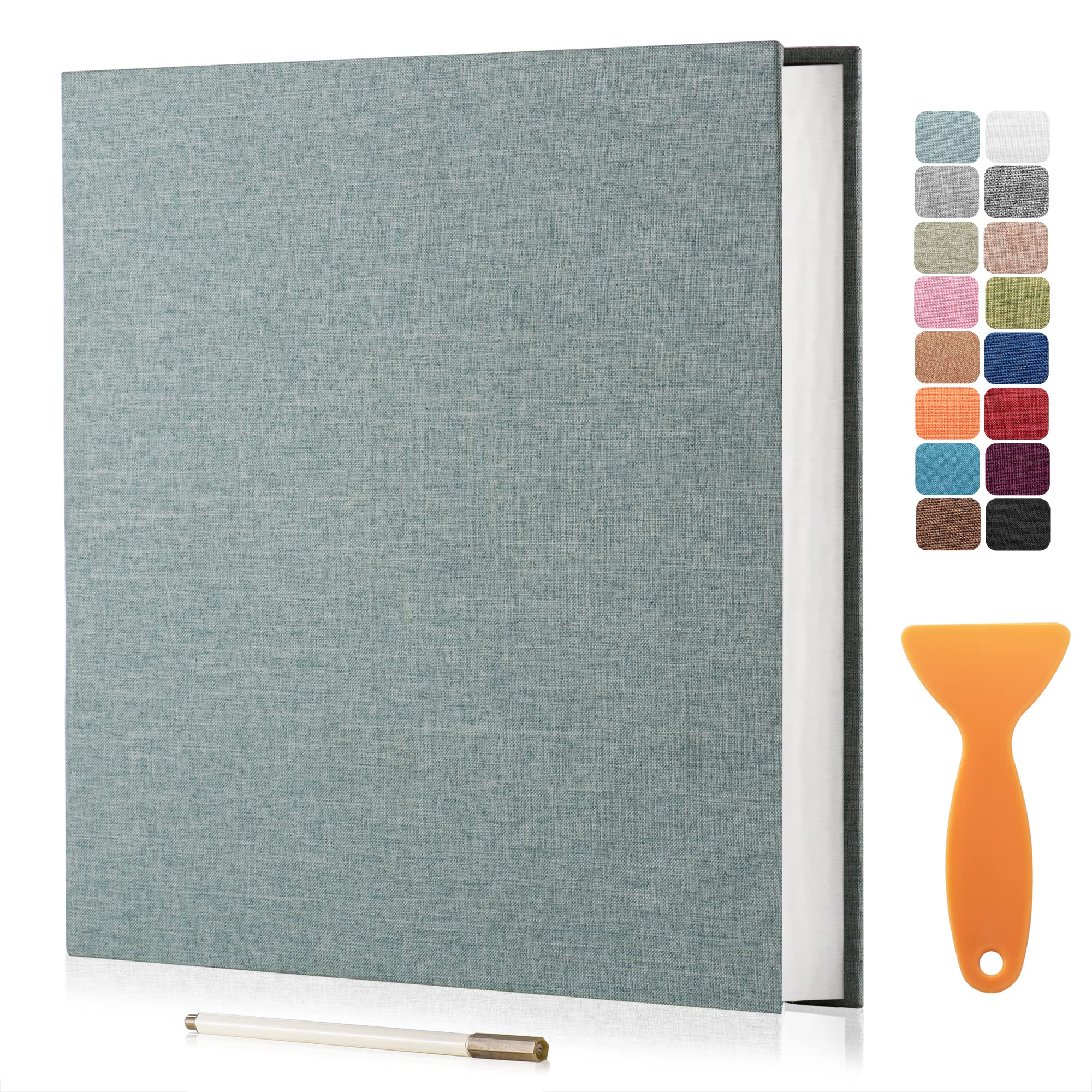 Premium Self-Adhesive Scrapbook Album - Holds 4×6 & 8×10 Photos, 60 Magnetic Pages with Linen Cover - Perfect for DIY Wedding Albums, Family Memories & Photo Gifts (Includes Metal Pen & Plastic Board) - Great for Anniversary Presents, Baby Shower Keepsakes & Home Decor