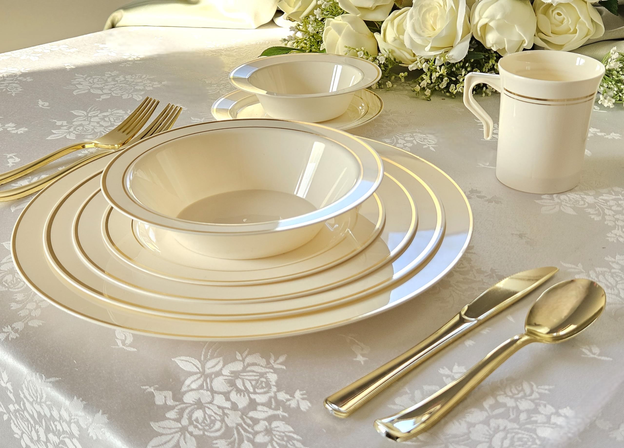 40-Piece Disposable Plastic Charger Plates Set - 12
