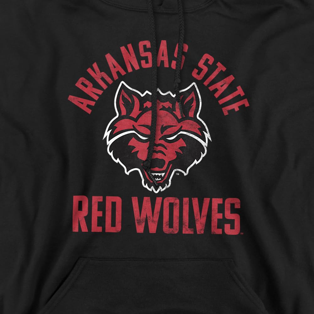 Official Red Wolves Logo Unisex Adult Pullover Hoodie - Black & Red, Large Size - Comfortable Cotton Blend for Casual Wear, Sports & Outdoor Activities