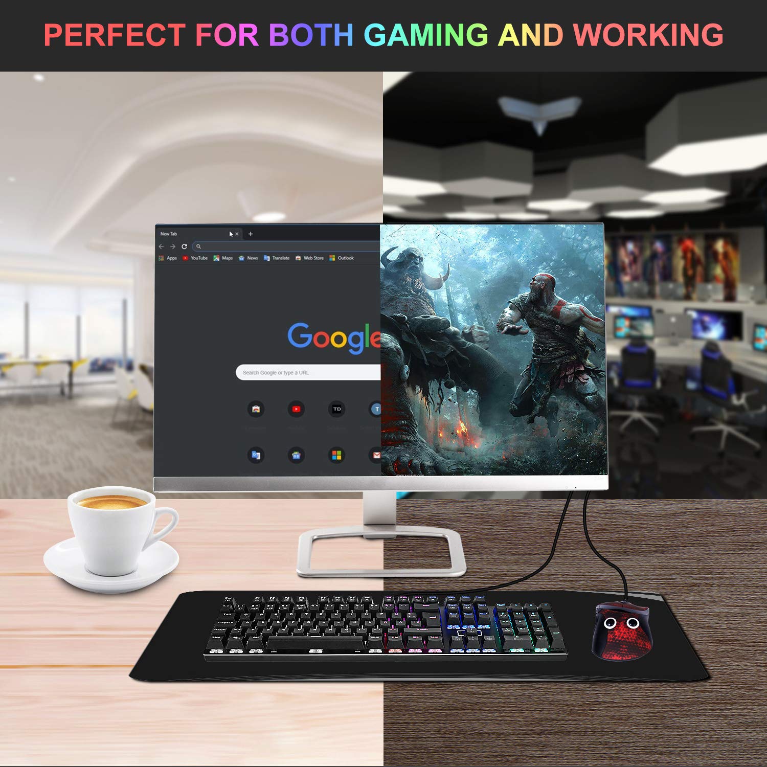 COVVY Mechanical Gaming Keyboard with 10 RGB Backlight Modes, Blue Switches, Waterproof, USB Plug & Play - German Layout for PC, Laptop Gamers (Windows XP/Vista/7/8/10) - Perfect for Esports, Streaming & Office Work
