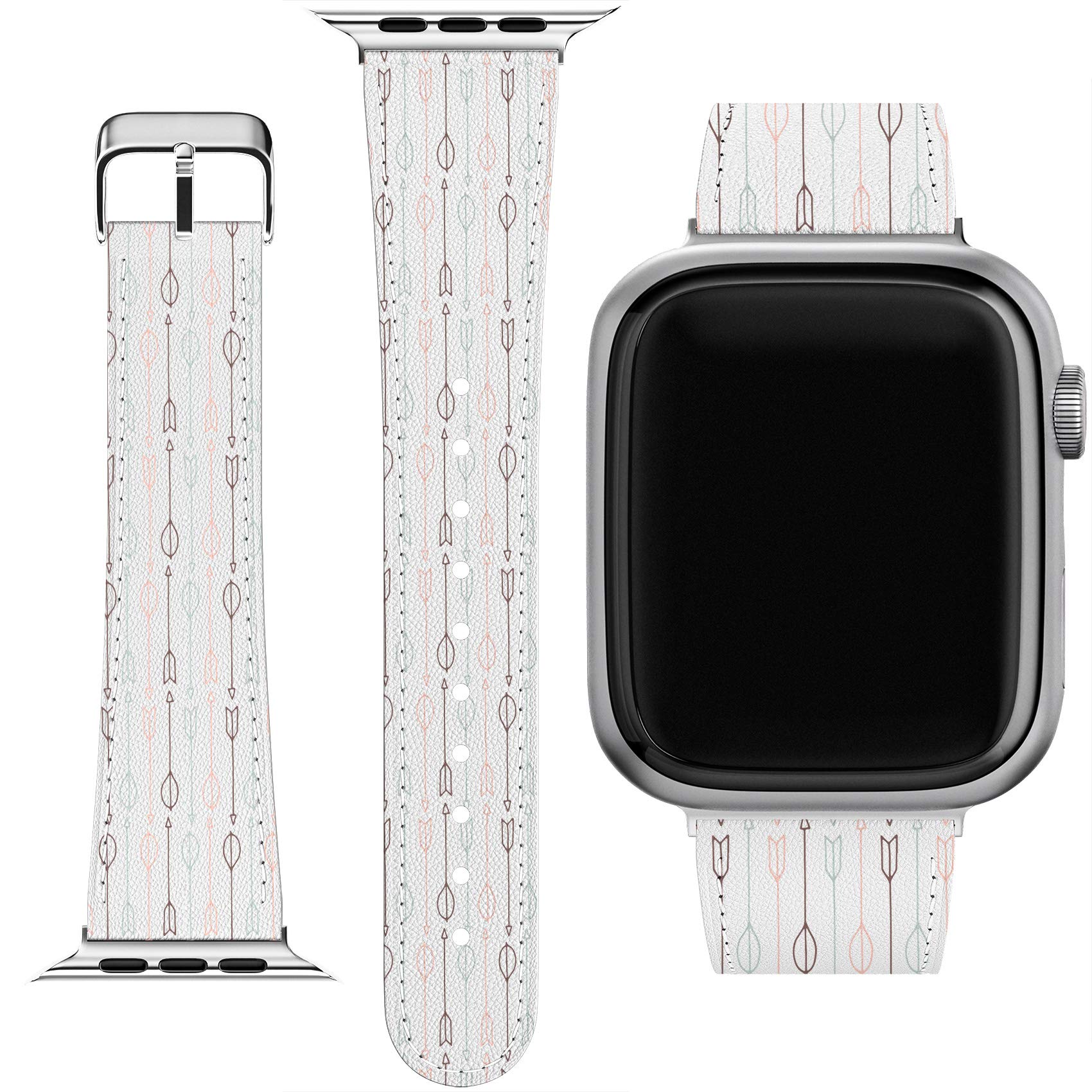**Apple Watch Bands for Series 7/6/5/4/3/2/1/SE - PU Leather Tribal Arrow Print Bracelet Strap 38-45mm & Matching Phone Case - Stylish & Durable for Men, Women, Gym, Work & Everyday Wear**