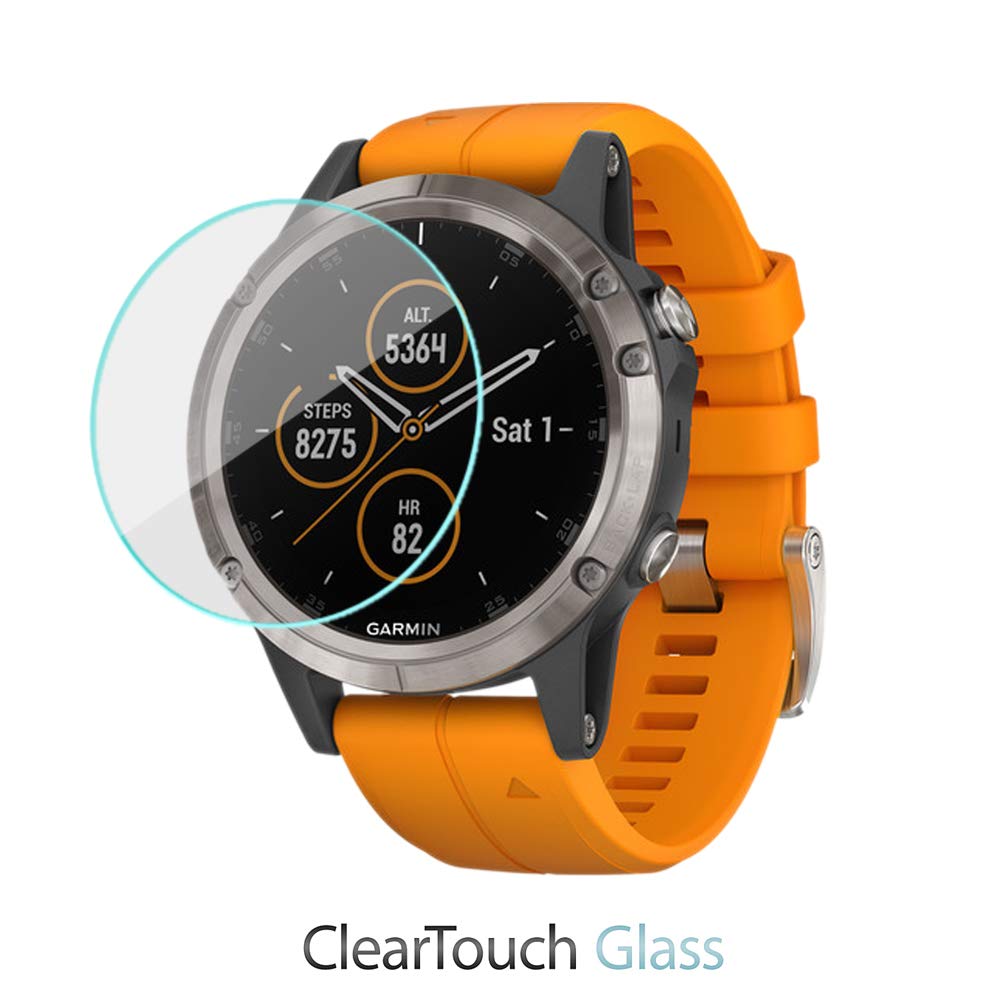 Garmin Fenix 5 Plus (47mm) Screen Protector - 9H Tempered Glass, Anti-Scratch, Bubble-Free, HD Clear Touch Protection for Outdoor Sports & Fitness Tracking