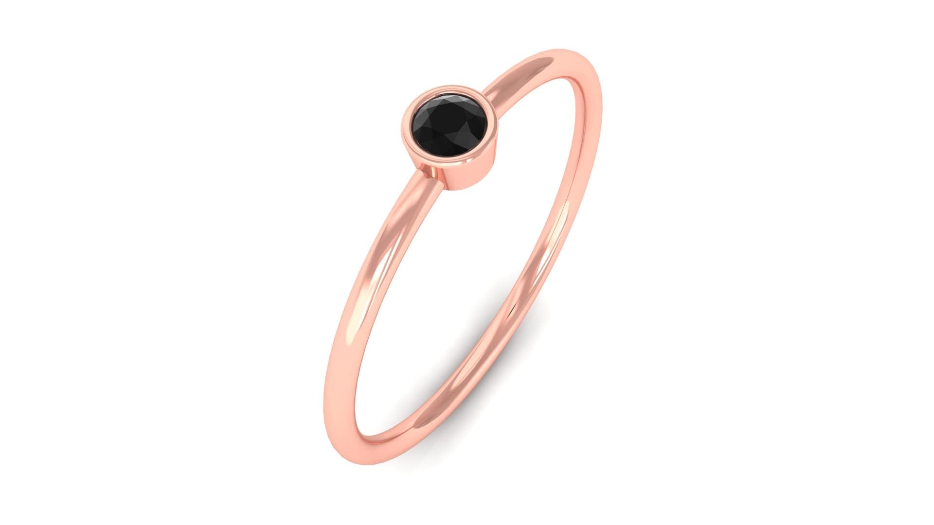 Elegant 14K Solid Gold Black Onyx Ring for Women - December Birthstone Jewelry, Dainty Round Promise Ring, Perfect Gift for Anniversary, Birthday & Special Occasions