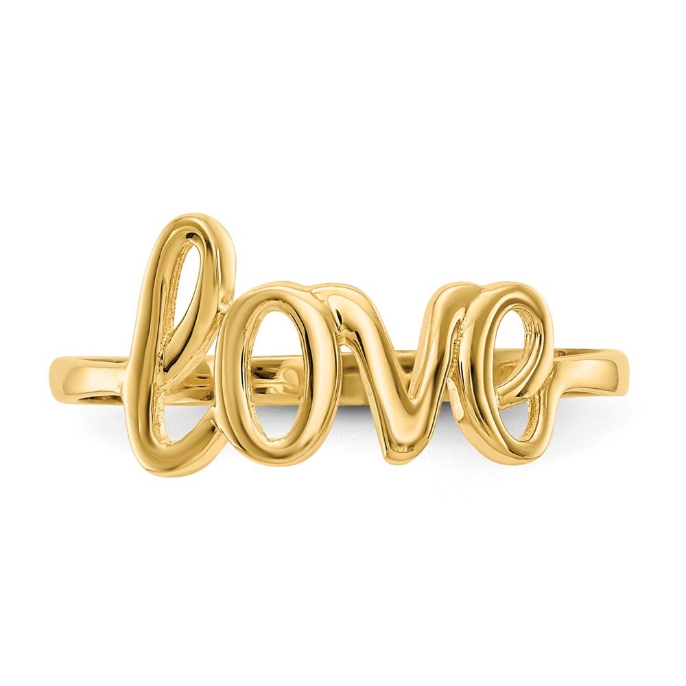 14K Solid Yellow Gold Love Ring Band for Women - Elegant Wedding, Anniversary, or Promise Ring Gift
