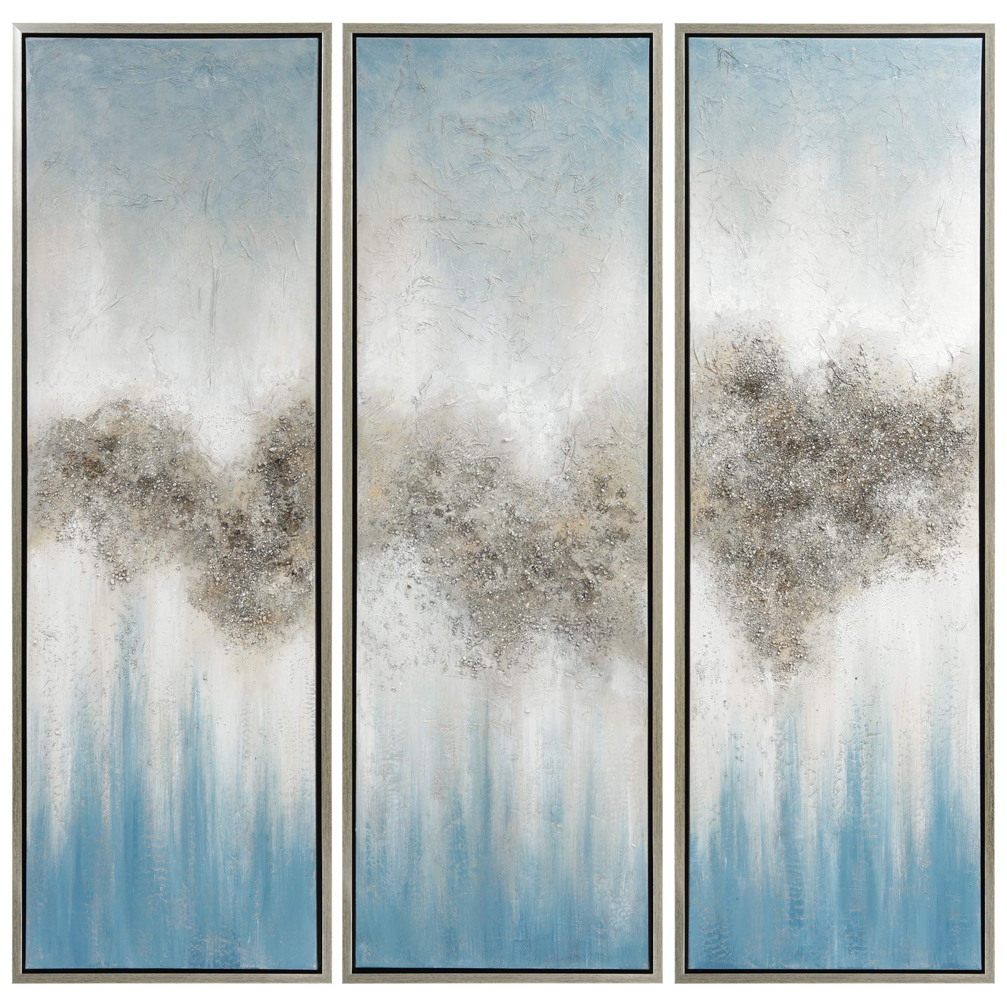 Martin Edwards Abstract Wall Art - Hand Painted Textured Canvas Triptych Set 60x20 Inches - Modern Home & Office Decor for Living Room, Bedroom, Dining Area