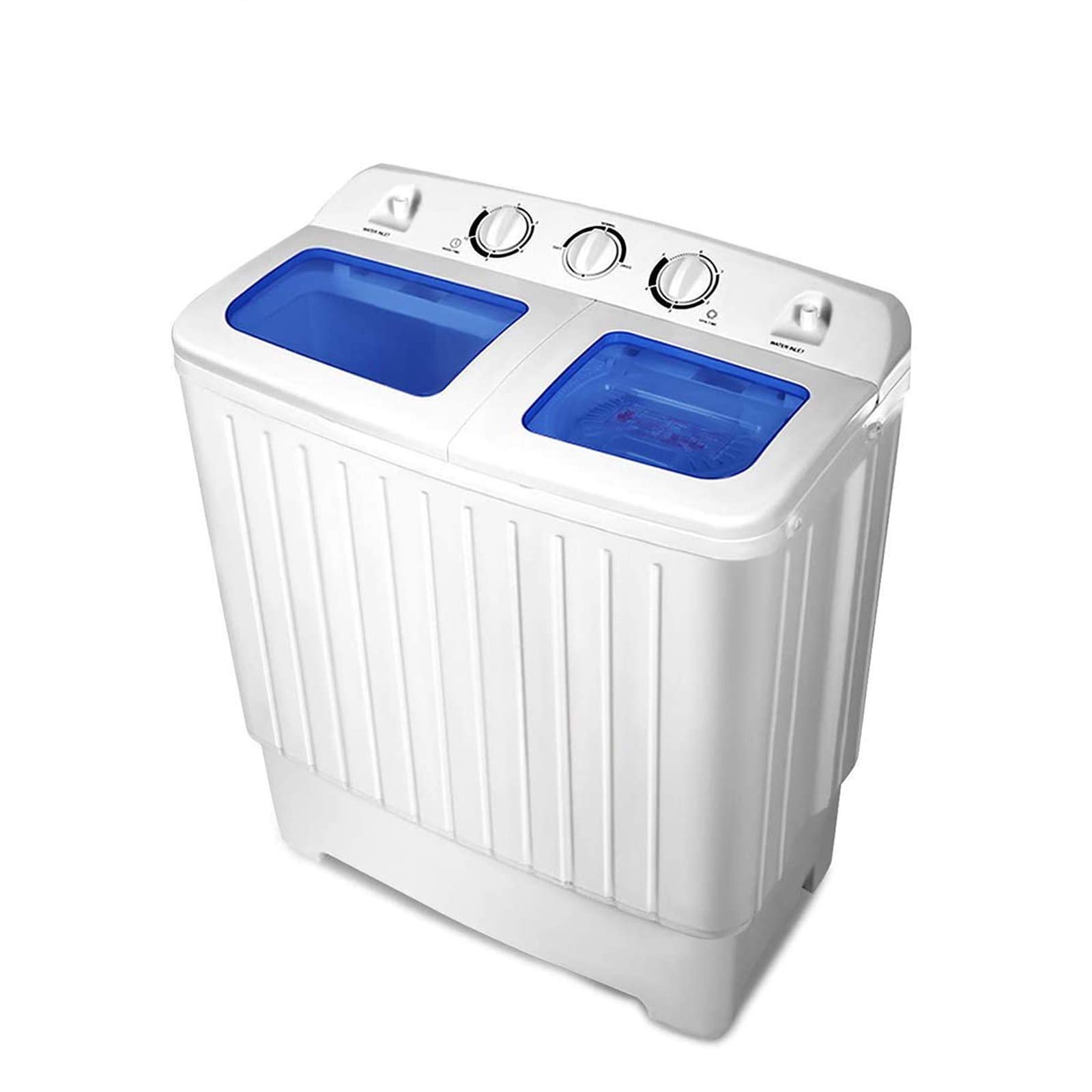 Portable Mini Compact Twin Tub Washing Machine - 17.6lbs Capacity with Built-in Spin Dryer for Small Spaces, Apartments, Dorms & RVs - Blue & White Design - Perfect for Travel, Camping & Emergency Use