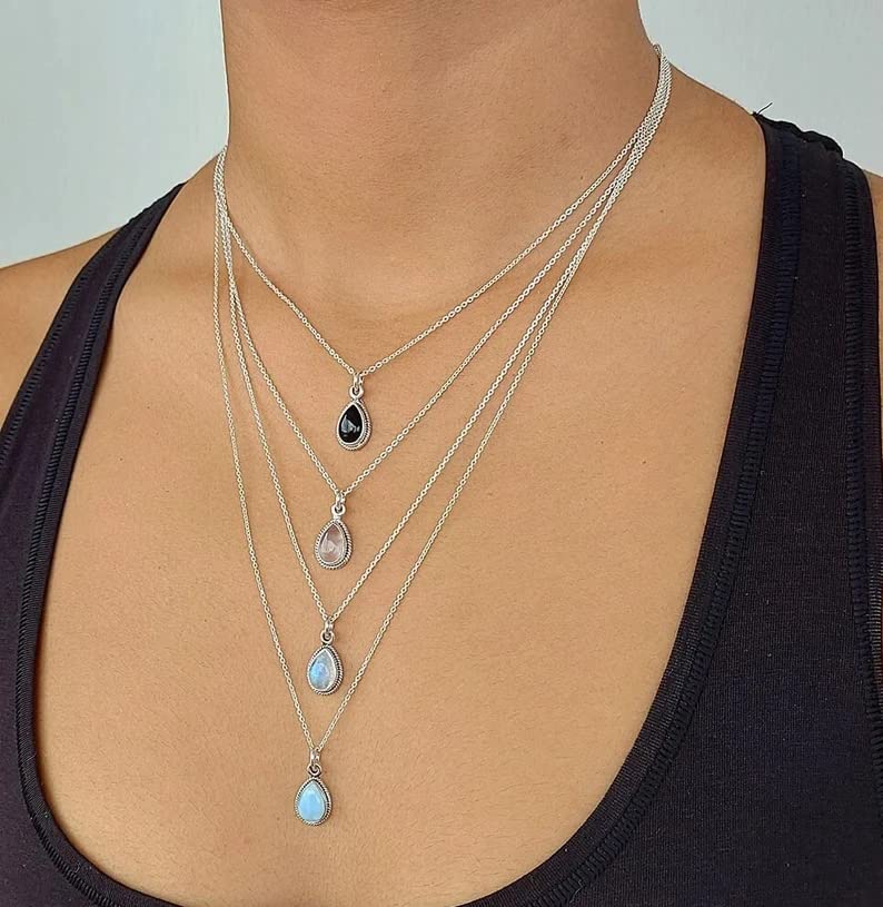 925 Sterling Silver Blue Turquoise Pendant Necklace - Handmade Vintage Statement Jewelry, December Birthstone Gift for Women & Men - Perfect for Boho Fashion, Casual Wear & Special Occasions