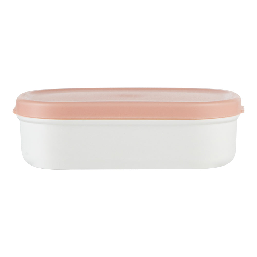 Bento Tek 3 oz White Buddha Box Snack & Sauce Containers with Pink Lids (4-Pack) - 3.75
