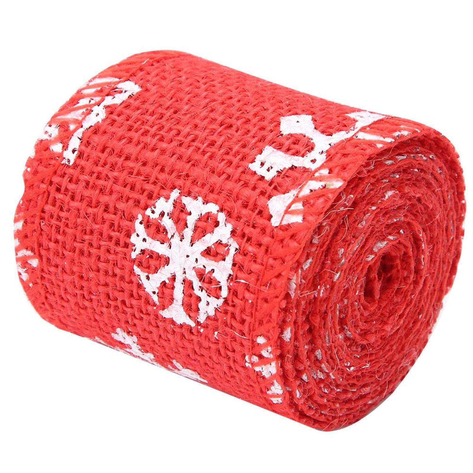 Velaurs Burlap Ribbon for Christmas Wreaths & Crafts - 6cm Red Snowflake Design - Perfect for Holiday Decorations, Gift Wrapping & Christmas Party Decor - Great for DIY Projects, Home Decor & Seasonal Celebrations