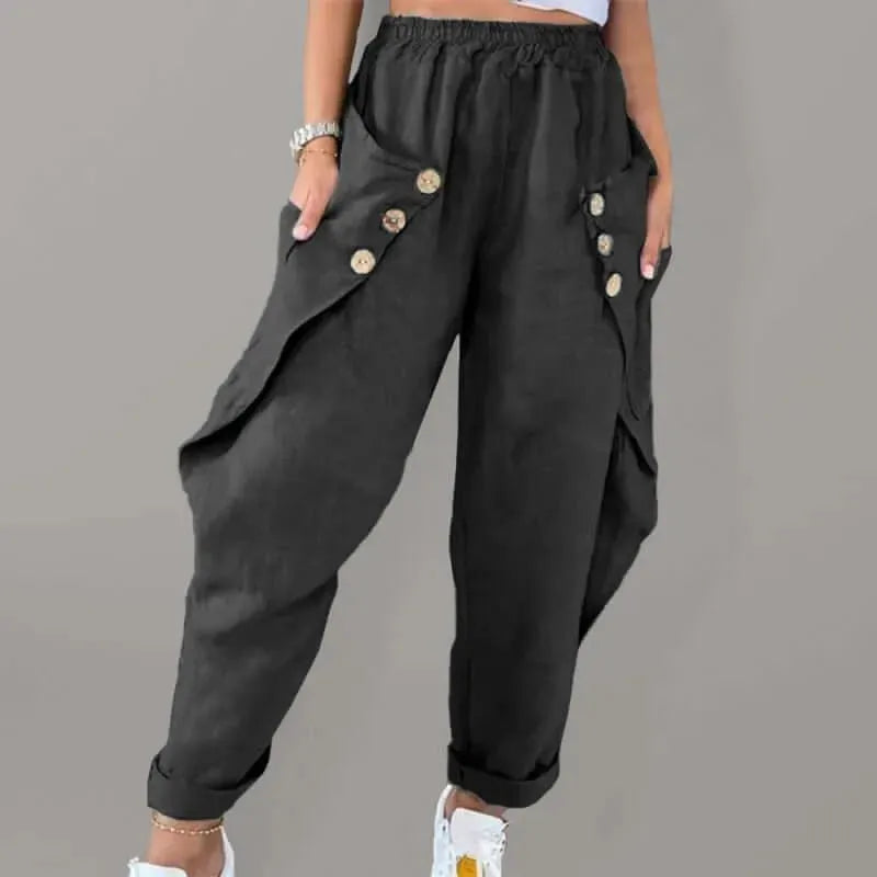 Women's Casual Loose Fit Cargo Pants with Pockets - Comfortable Outdoor Hiking, Travel & Everyday Wear