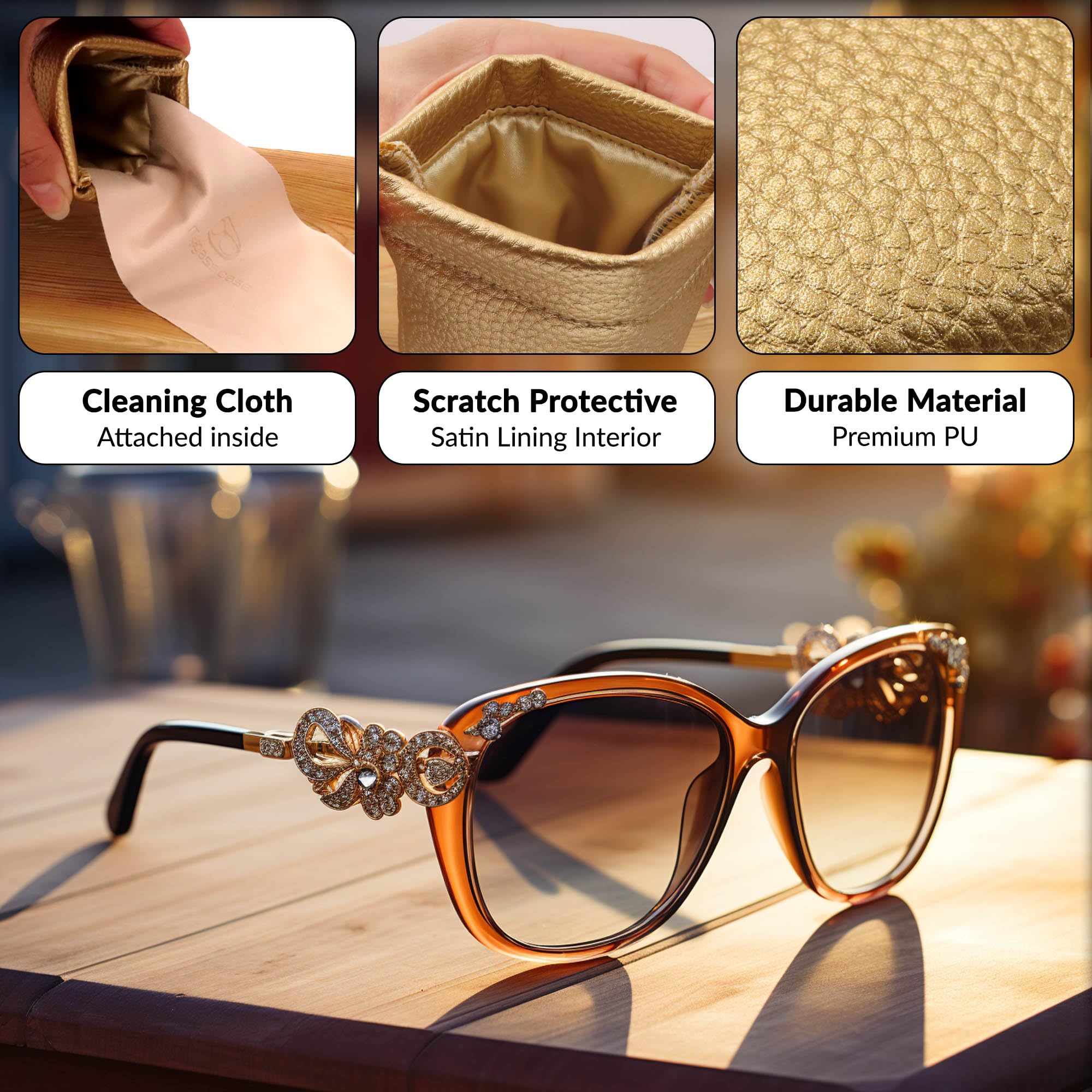 Soft Sunglasses Case with Squeeze Top - Large Eyeglass Holder Pouch, Lightweight & Extra Layers for Travel, Sports & Everyday Use