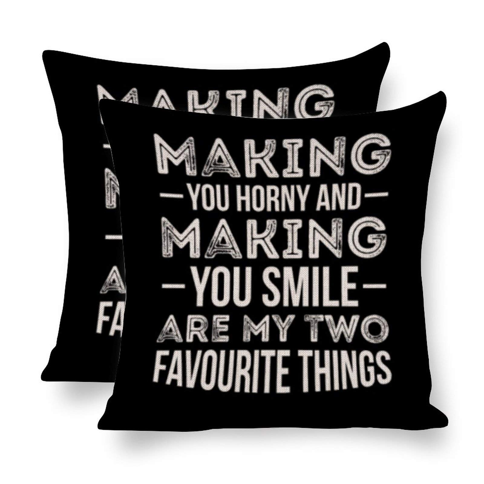 Funny Adult Quote Printed Square Pillow Cover - Invisible Zipper, Dirty Humor Couch Decor for Living Room & Bedroom