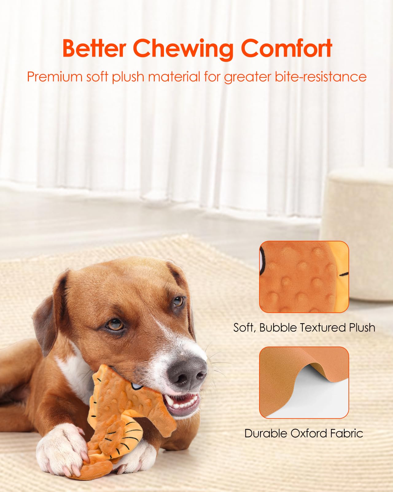 HGB Squeaky & Crinkle Dog Toys for Small Medium Large Breeds - No Stuffing Plush Chew Toys for Aggressive Chewers, Puppy Teething, Pet Entertainment - 2 Pack - Perfect for Indoor Play, Outdoor Fetch & Training Rewards