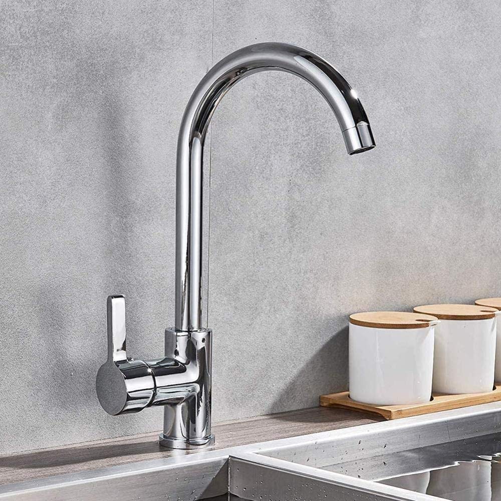 360° Rotatable Low Pressure Kitchen Faucet - Single Lever Mixer Tap for Sink - Chrome Finish | Perfect for Small Kitchens & RVs