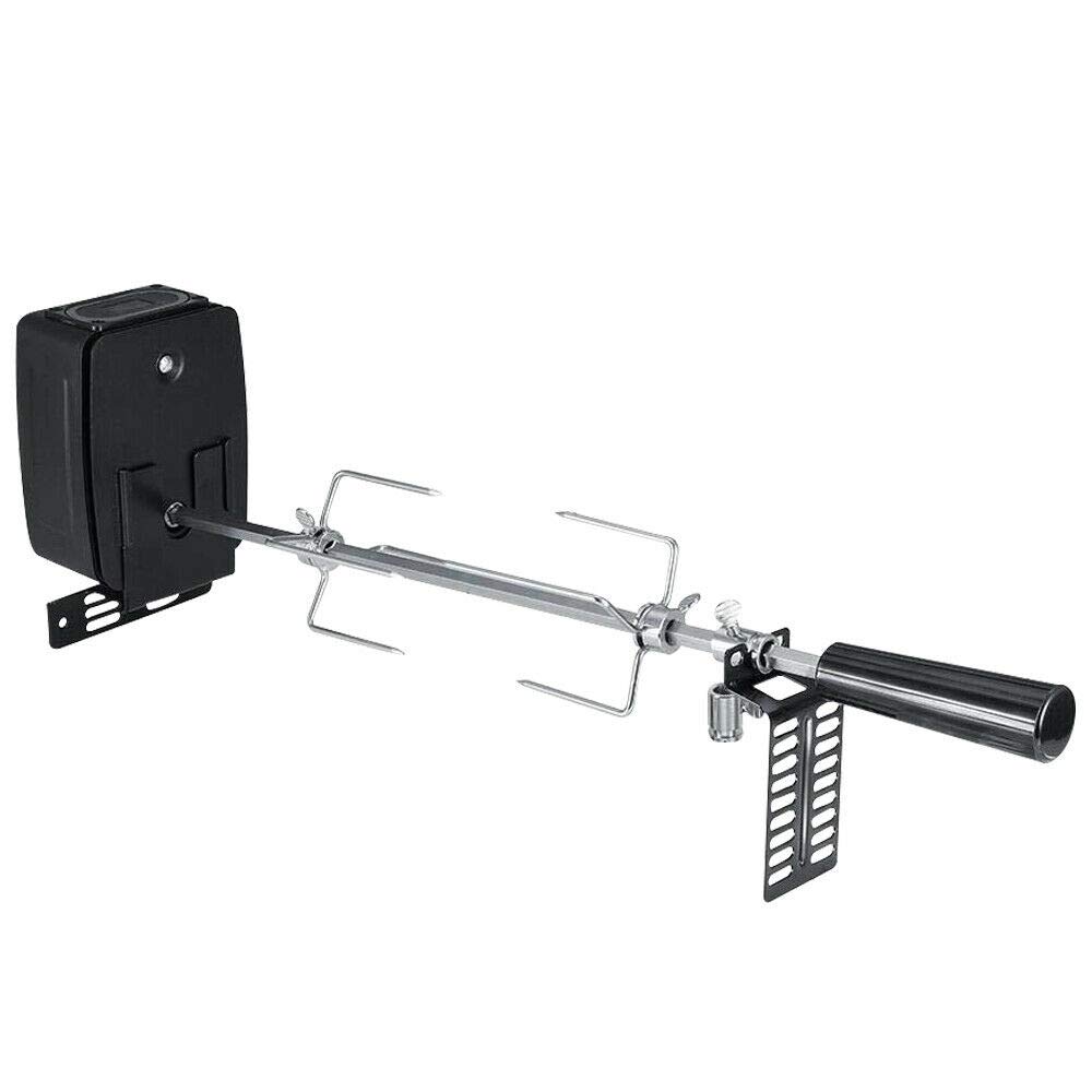 Electric Stainless Steel Rotisserie Grill Motor with Spit Rod & Meat Forks - Perfect for Backyard BBQs, Chicken Roasting, and Outdoor Cooking