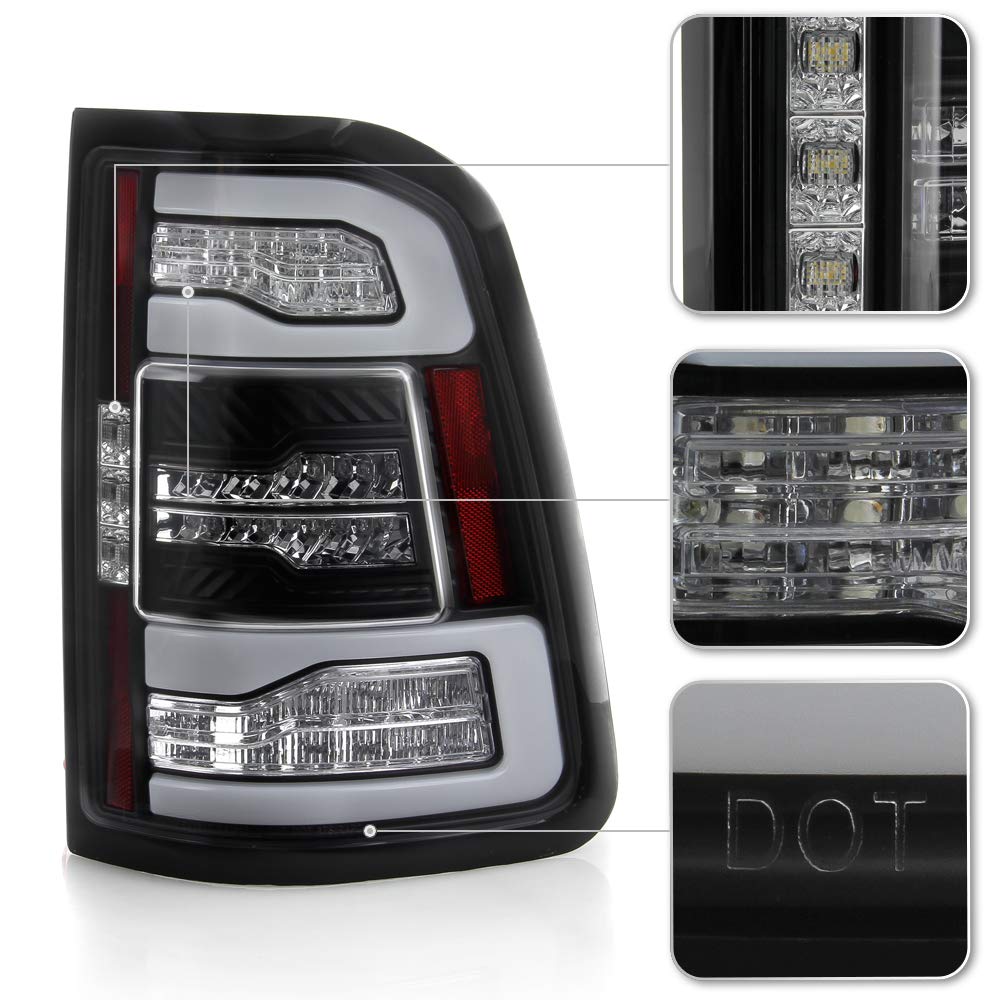 ACANII Full LED Tail Lights with Sequential Turn Signals for 2019-2022 Ram 1500 (Incandescent Model Only) - Black, Left & Right Pair - Upgrade Your Truck's Style & Safety for Night Driving and Daily Commutes