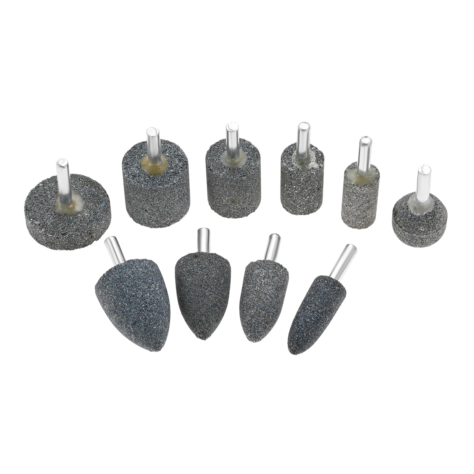 10Pcs Aluminum Oxide Mounted Grinding Stones Set - 1/4