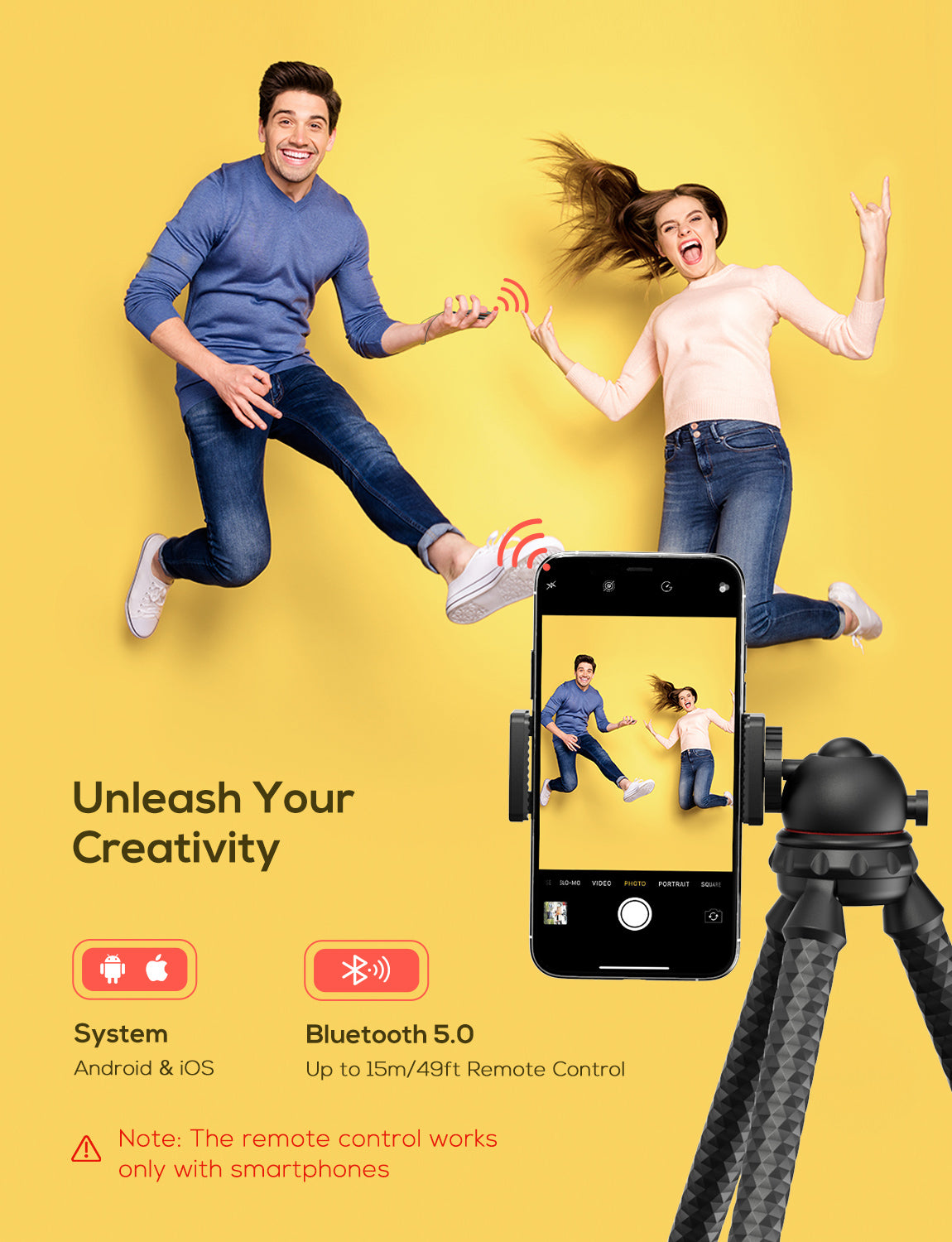 Mpow PA203A Flexible Phone Tripod Stand with Bluetooth 5.0 Wireless Remote Shutter - Perfect for Vlogging, Selfies, Live Streaming & Group Photos