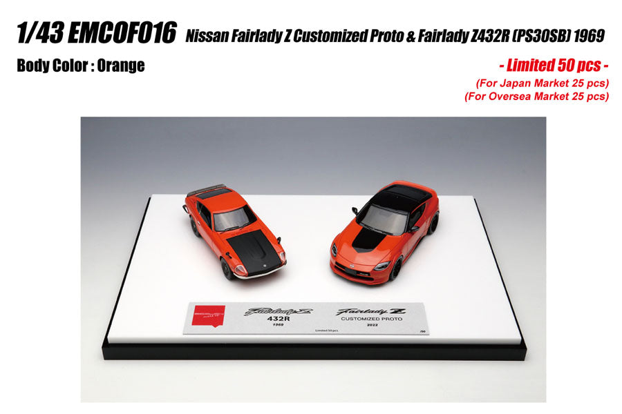 Custom 1:43 Scale Nissan Fairlady Z Proto & Z432R (PS30SB) 1969 Model Car - Diecast Collectible for Car Enthusiasts & Display - Perfect for Home Office Decor, Gift for Nissan Fans, and Model Car Collections
