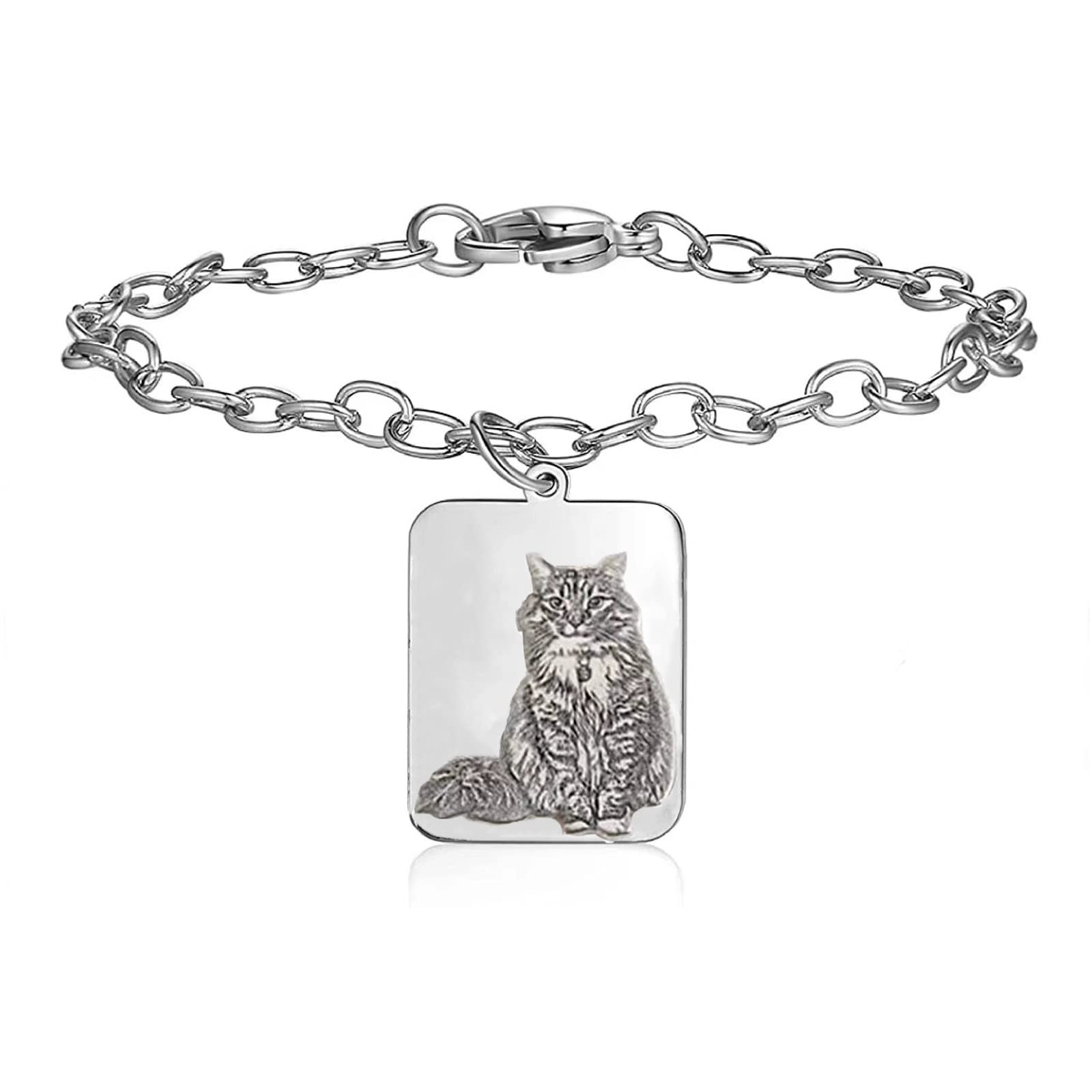 Personalized Custom Name Heart Bracelet for Women - Stainless Steel Engraved Picture Memory Bracelet - Mother's Day, Christmas, Birthday Gift for Mom, Wife, Daughter - Perfect for Family Keepsakes & Special Occasions