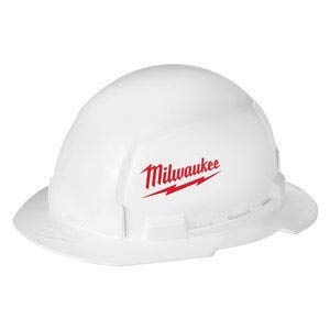 Milwaukee Full Brim Hard Hat - Type 1 Class E Safety Helmet with Large Logo | ANSI Certified for Construction, Electrical Work & Industrial Safety