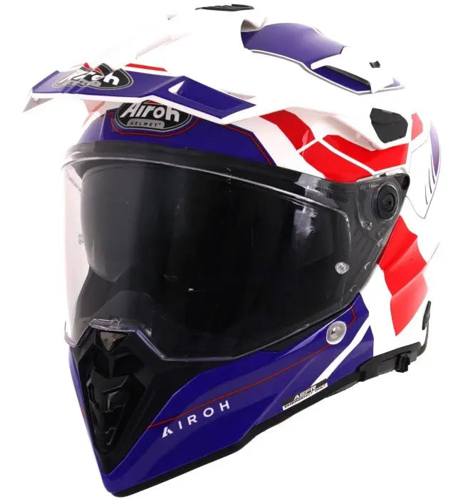 Airoh Commander 2 Motorcycle Helmet - Gloss Blue/Red Full Face Helmet DOT & ECE Certified for Street Bike, Cruiser, and Racing - Perfect for Commuting and Long Rides