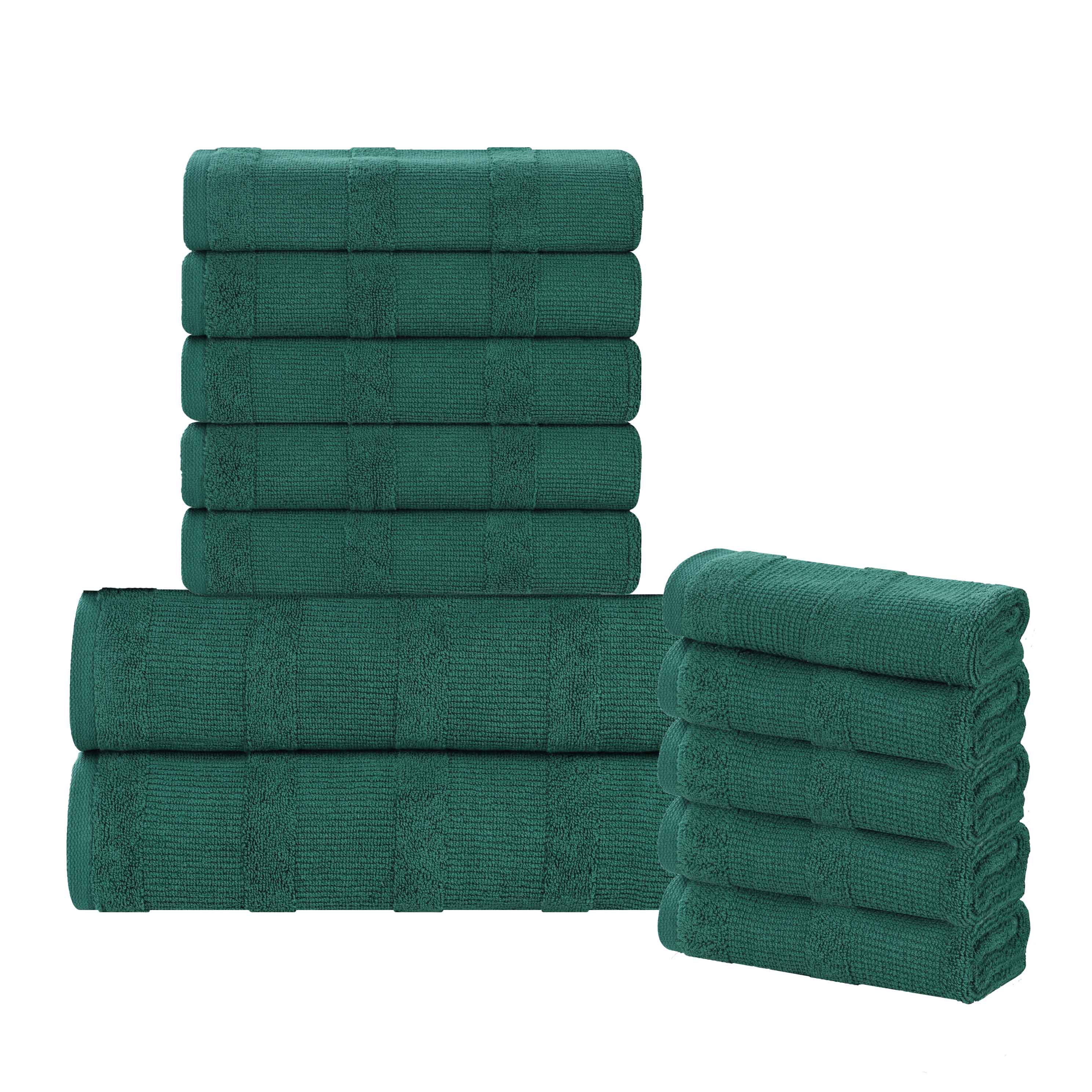 Premium 12-Piece Roma Cotton Ribbed Towel Set - Ultra Soft, Absorbent & Textured Bath Towels for Spa, Gym & Luxury Home Use