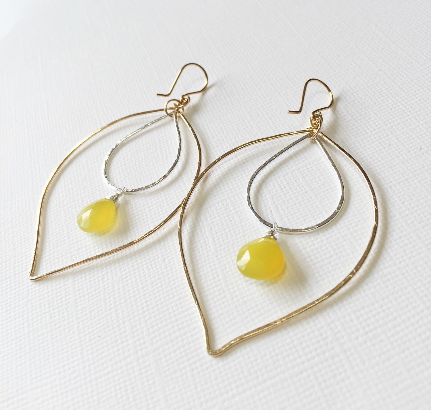 Elegant Yoshiko Yellow Chalcedony Earrings (E205) - Perfect for Weddings, Parties & Special Occasions