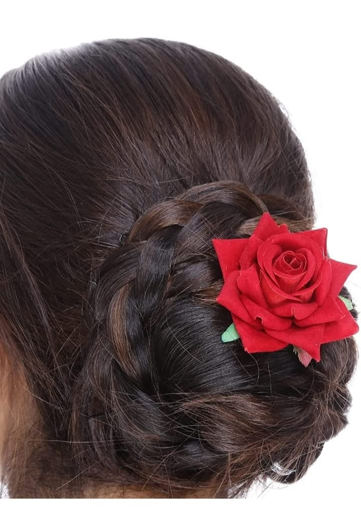 Elegant Rose Hair Clips for Women & Girls - Multicolor Hair Accessories for Party, Wedding & Everyday Use