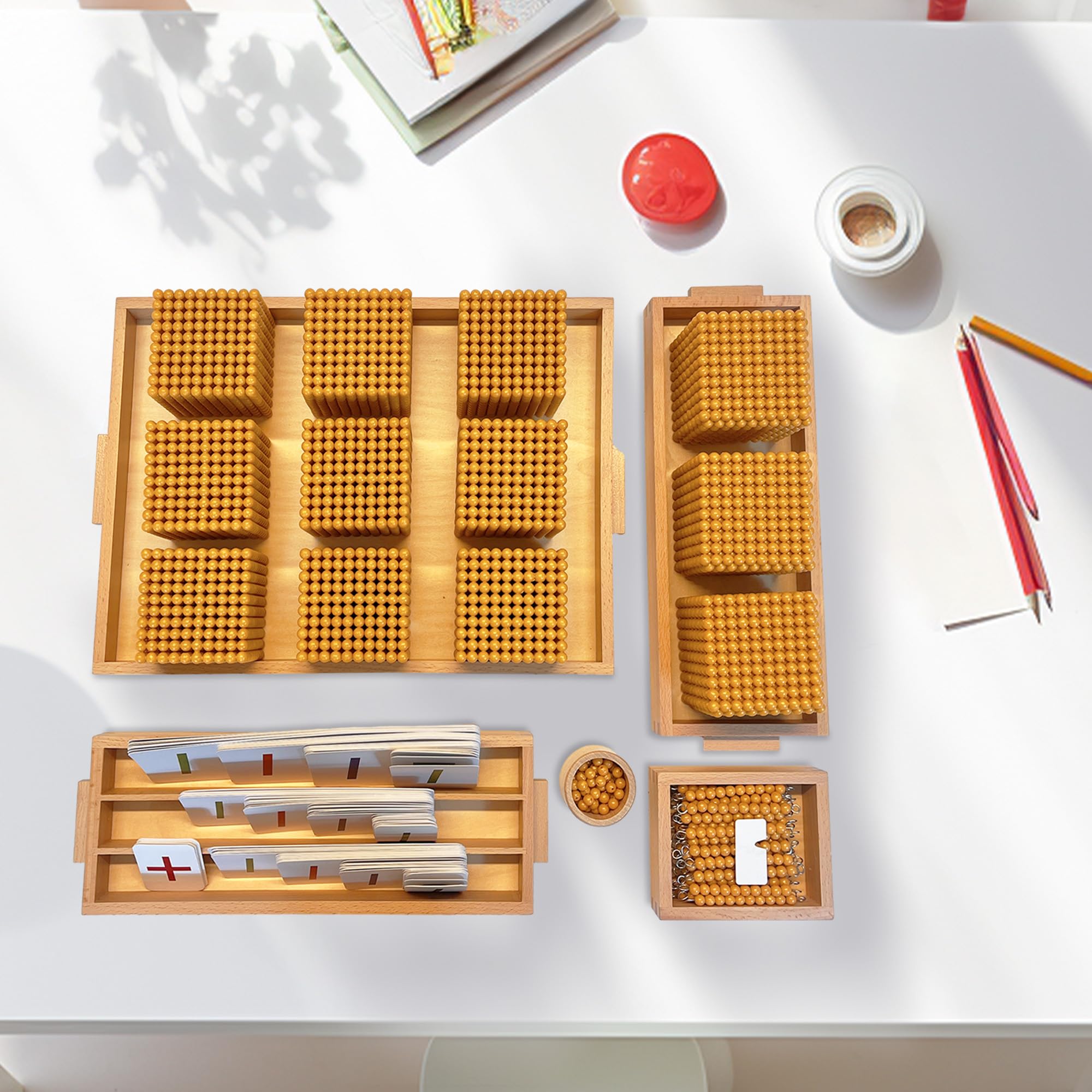 Golden Beads Montessori Math Toys - Counting & Number Learning Manipulatives for Preschool Kids - Perfect for Homeschooling, Classroom Activities & Early Childhood Education