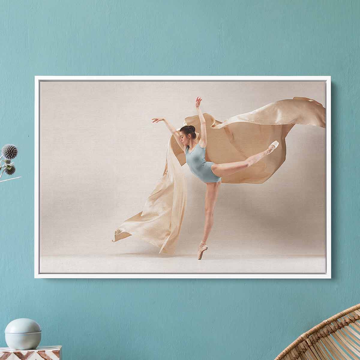 Elegant White Ballerina Wall Art Canvas Painting - Perfect for Home Decor, Bedroom, Living Room & Dance Studio Aesthetic